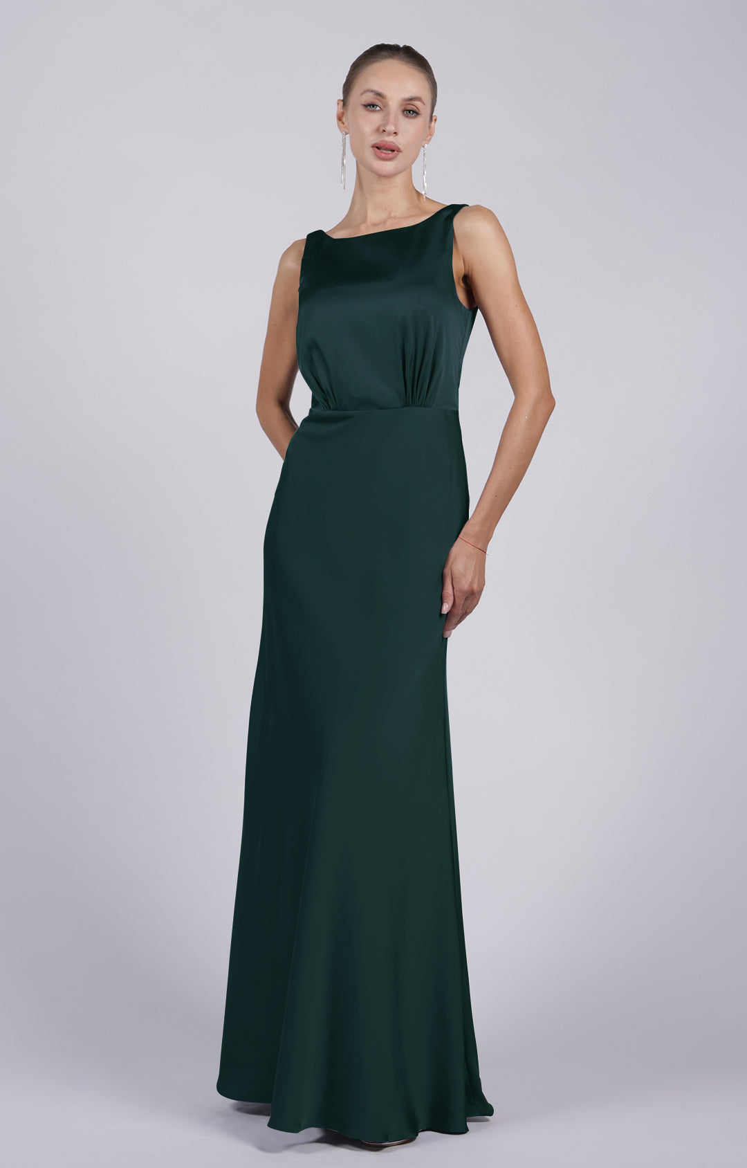 Elegant Sleeveless Square Neckline  Deep V-back Slim Dresses