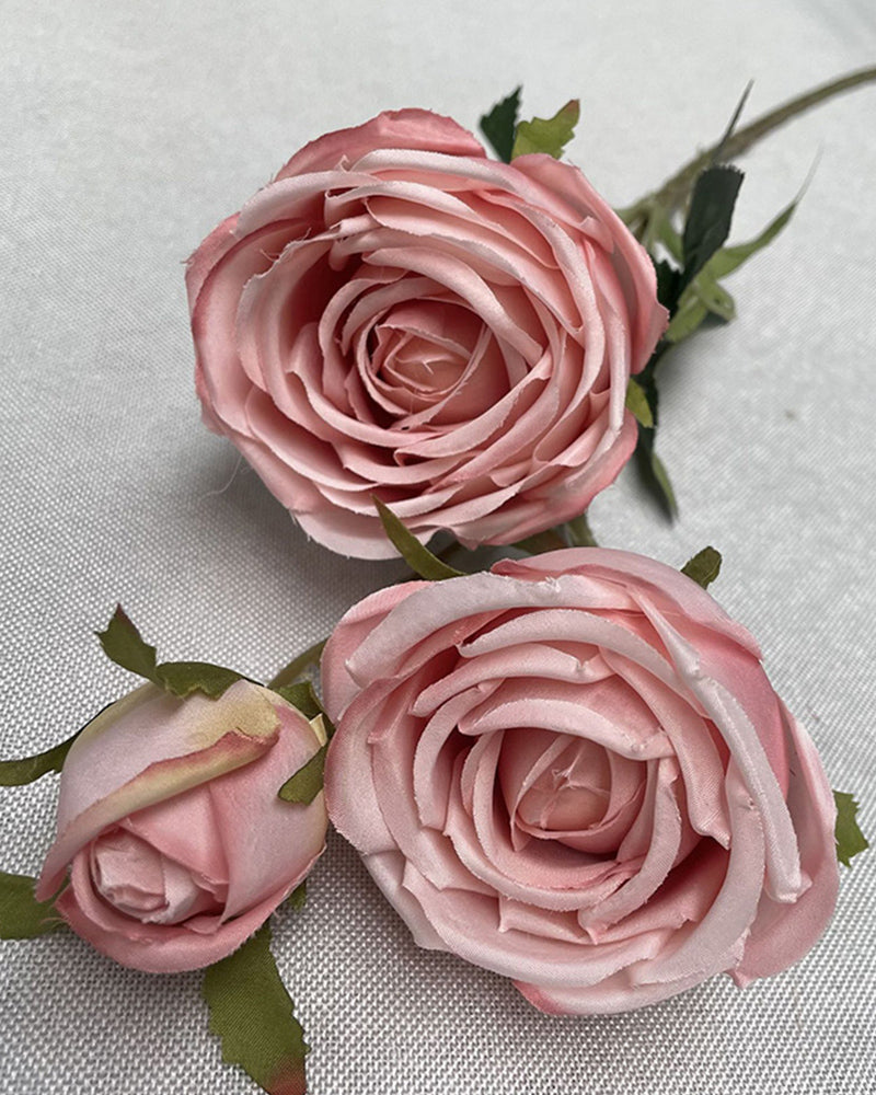 7 Stücke Großhandel Drei Köpfe Royal Rose Künstliche Blume Hochzeitsdekoration