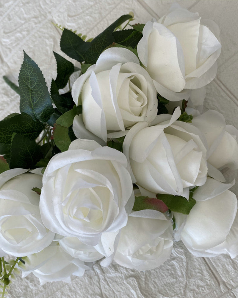 7Pcs 12 Köpfe Künstliche Rose Blumen Langen Stiel Hochzeit Bouquet Dekoration