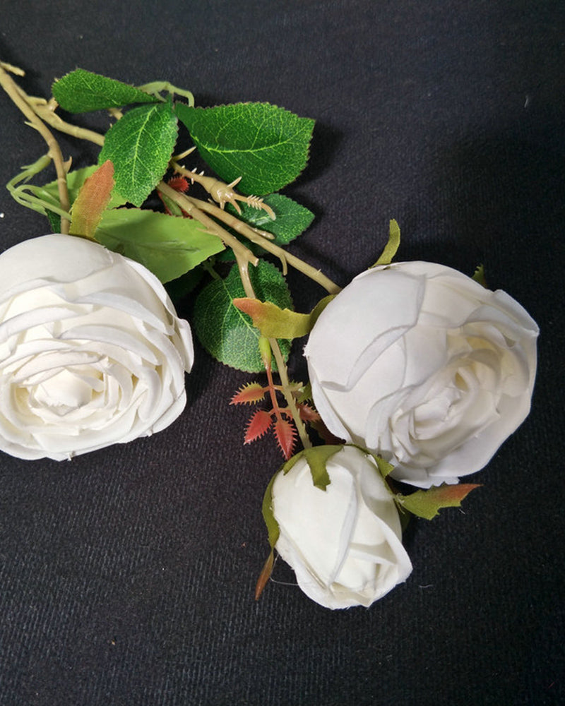 7 Stücke Großhandel Drei Köpfe Royal Rose Künstliche Blume Hochzeitsdekoration