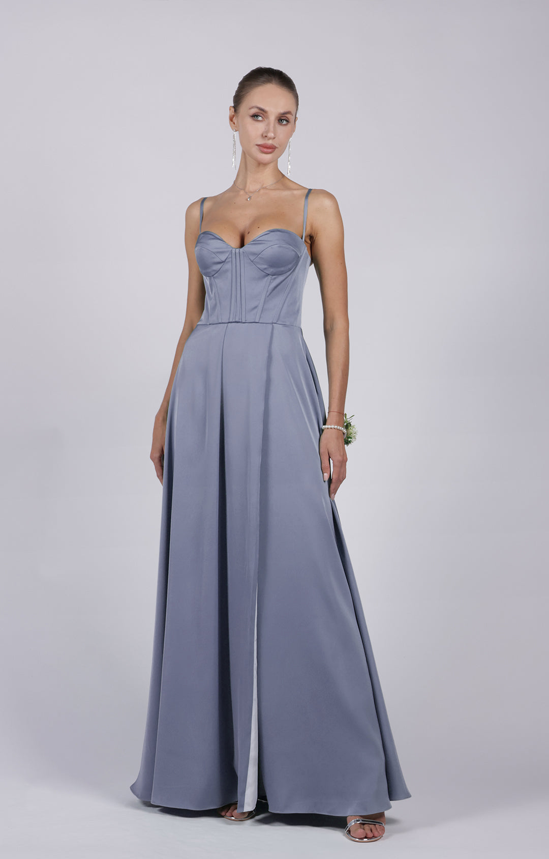 A-Line Spaghetti Straps Corset Split Lace-up Bridesmaid Dress