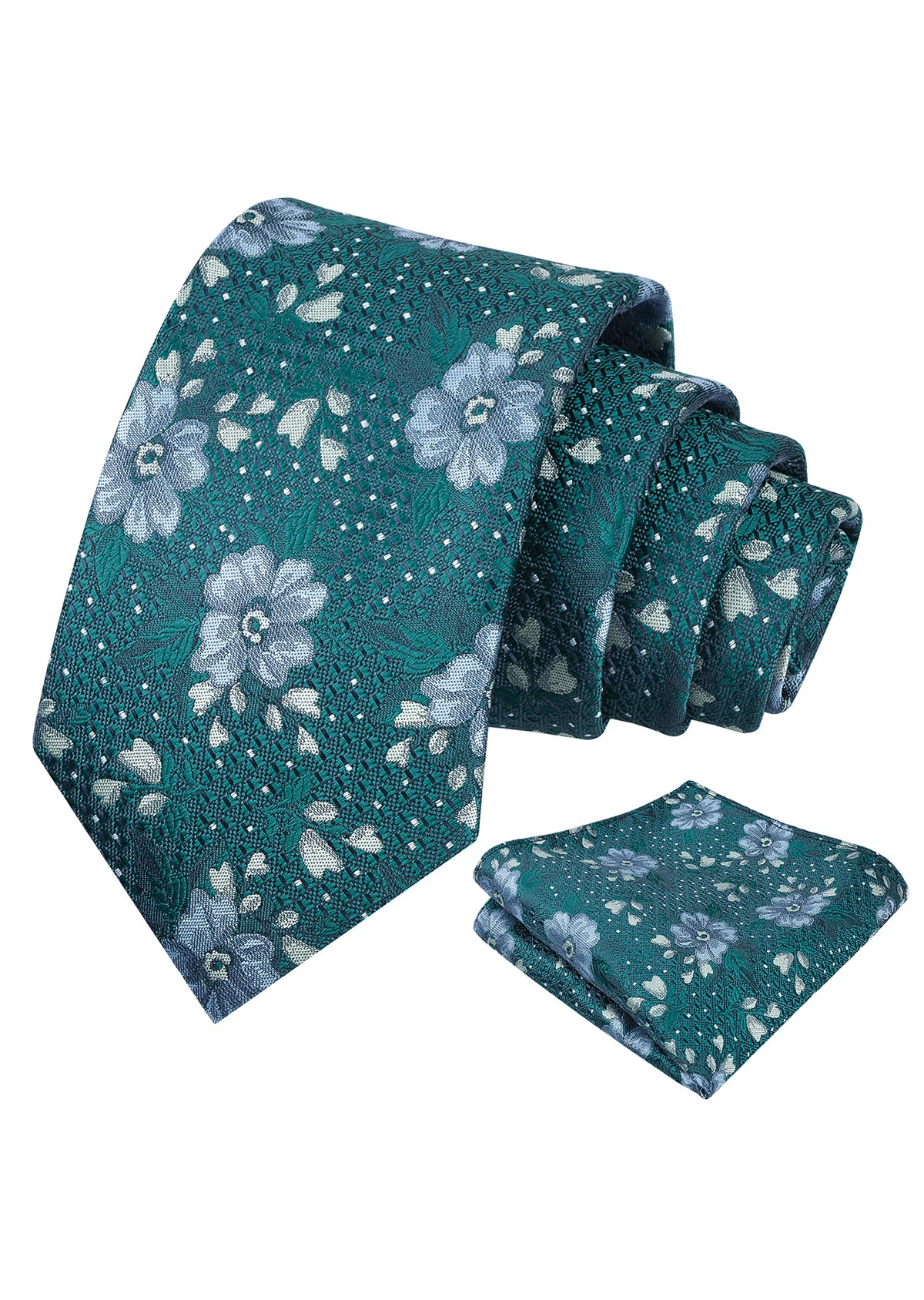 Mens Exquisite Small Floral and Polka Dot Tie Set for Vintage Style Weddings and Holiday Parties-940