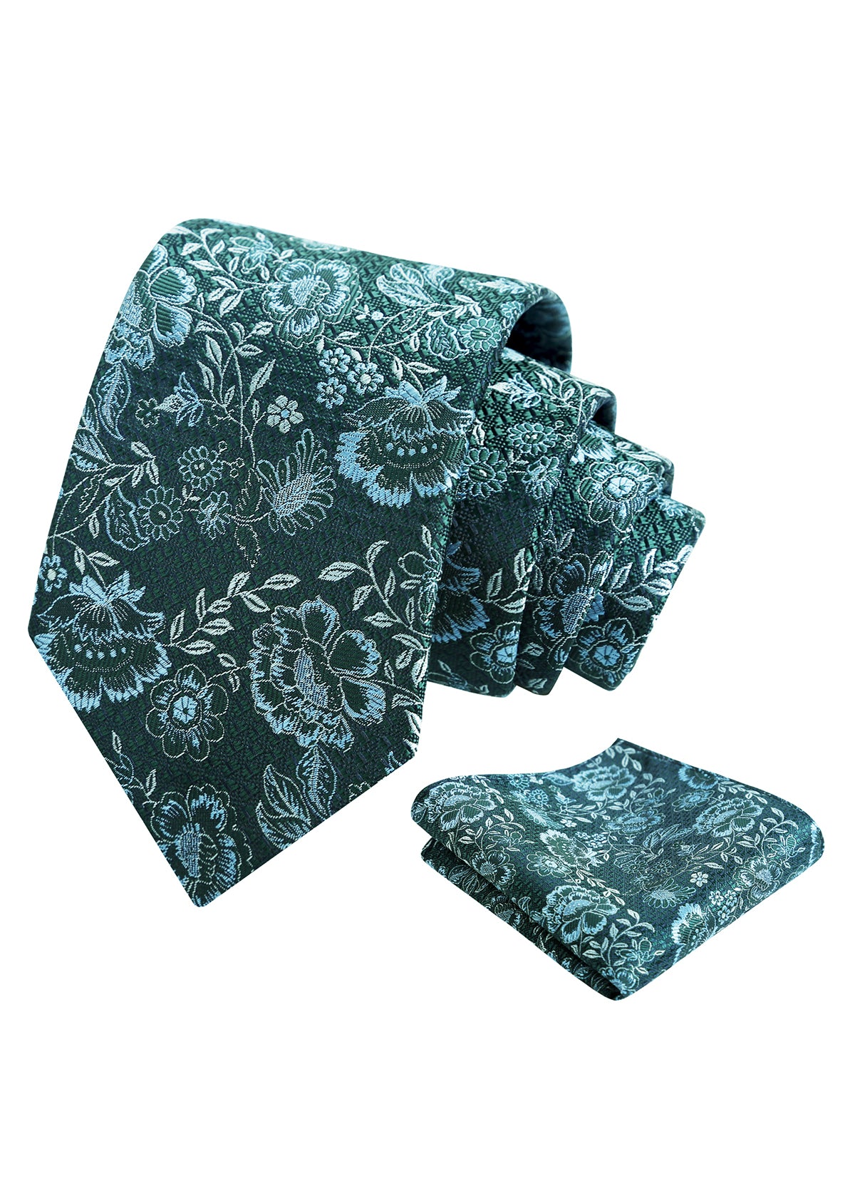Mens 3.15'' Leaf Flower Pattern Tie with Floral Pocket Square Set-148