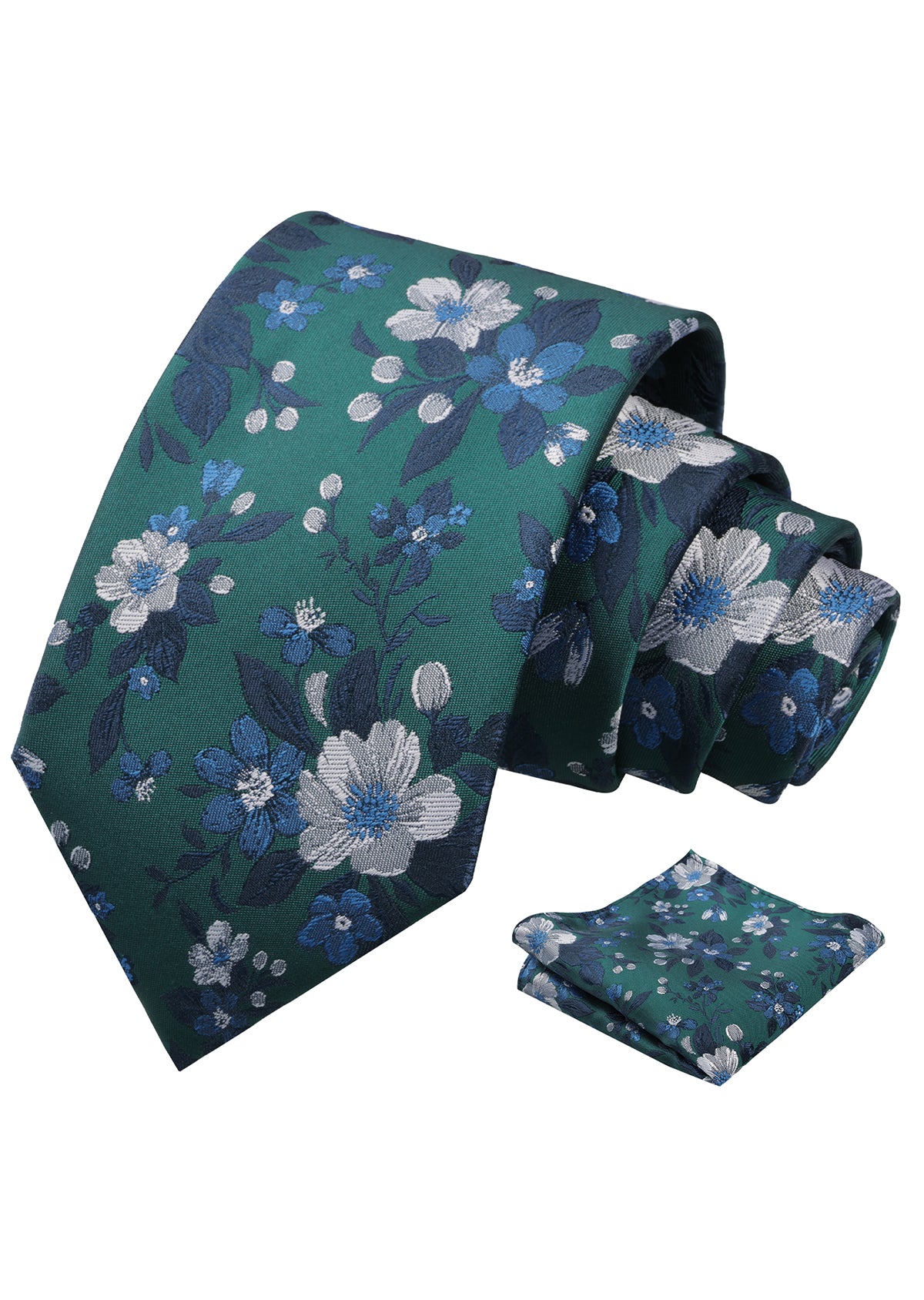Mens 3.15inches Colorful Leaf Floral Artistic Pattern Tie with Pocket Square-934