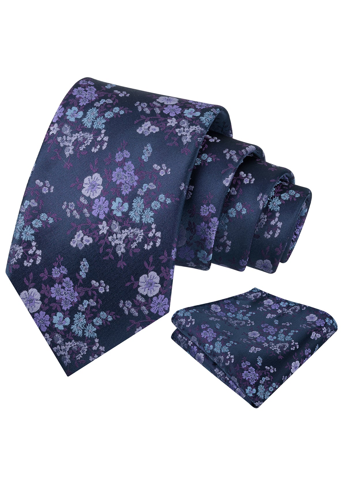 Mens Ditsy Floral Tie Set 3.15 Inch Elegant Small Print with Pocket Square for All-occasion Wear-939
