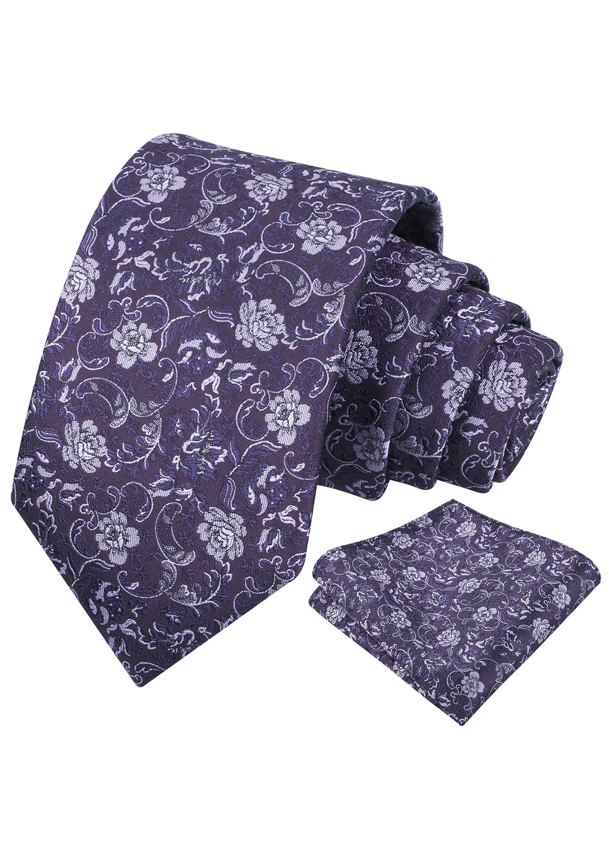 Mens 3.15inch Vintage Floral and Chic Foliage Pattern Necktie with Pocket Square-951