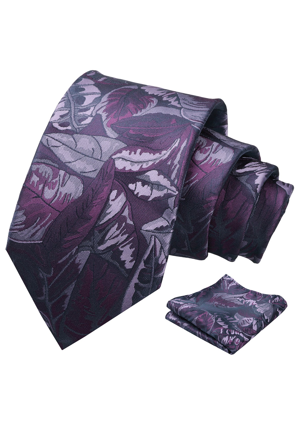 Mens 3.15inch Novelty Painting Tropical Leaf Pattern Tie with Pocket Square-935