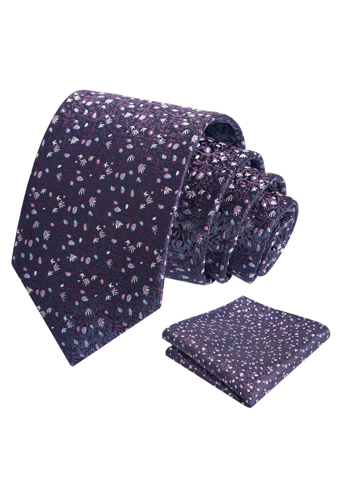 Mens 3.15inches Light Color Rustic Tie with Flower Printed Handkerchief-917