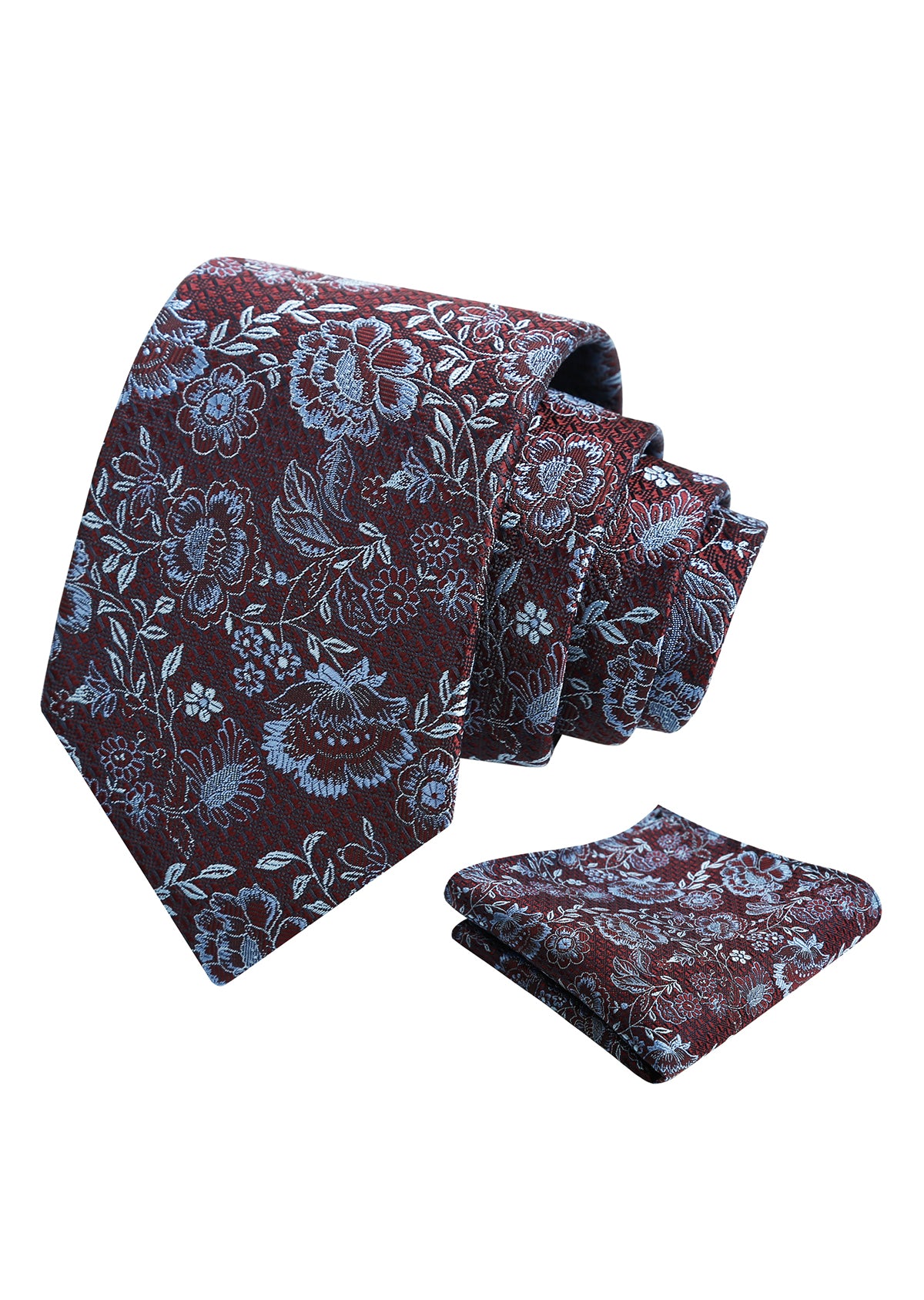 Mens 3.15'' Leaf Flower Pattern Tie with Floral Pocket Square Set-148