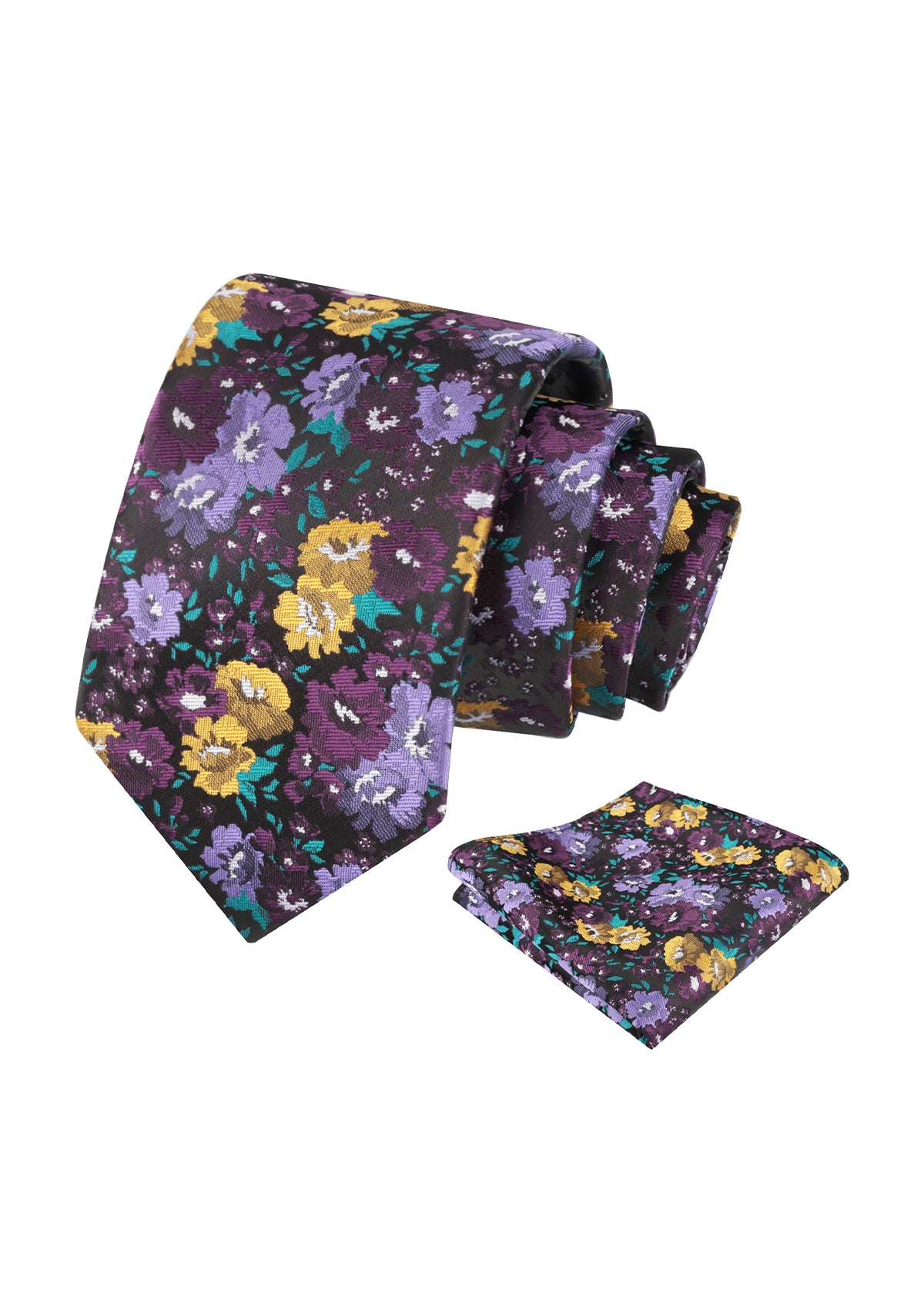 Mens 3.15inch Impressionist Painterly Garden-themed Necktie with Floral Printed Pocket Square-920
