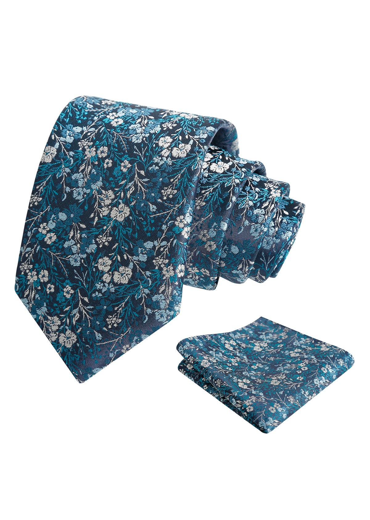 Mens 3.15inch Delicate Colorful Floral Tie with Garden Flower Print Pocket Square-918