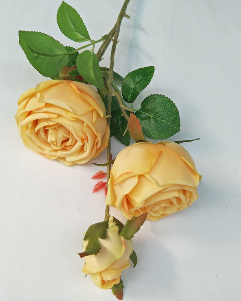 7 Stücke Großhandel Drei Köpfe Royal Rose Künstliche Blume Hochzeitsdekoration