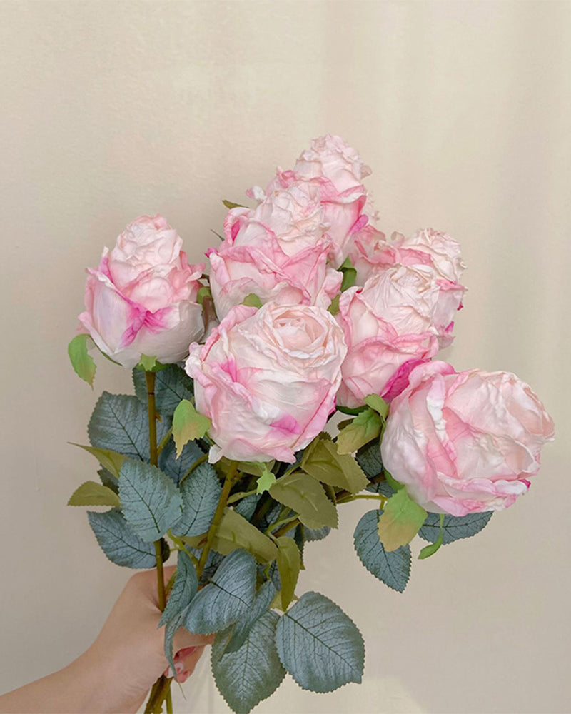 7Pcs Künstliche Lockige Rose Vintage Blumen Hochzeit Liefert Hause Dekorationen