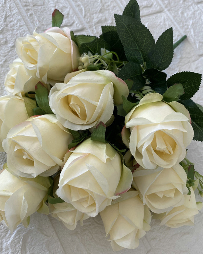 7Pcs 12 Köpfe Künstliche Rose Blumen Langen Stiel Hochzeit Bouquet Dekoration