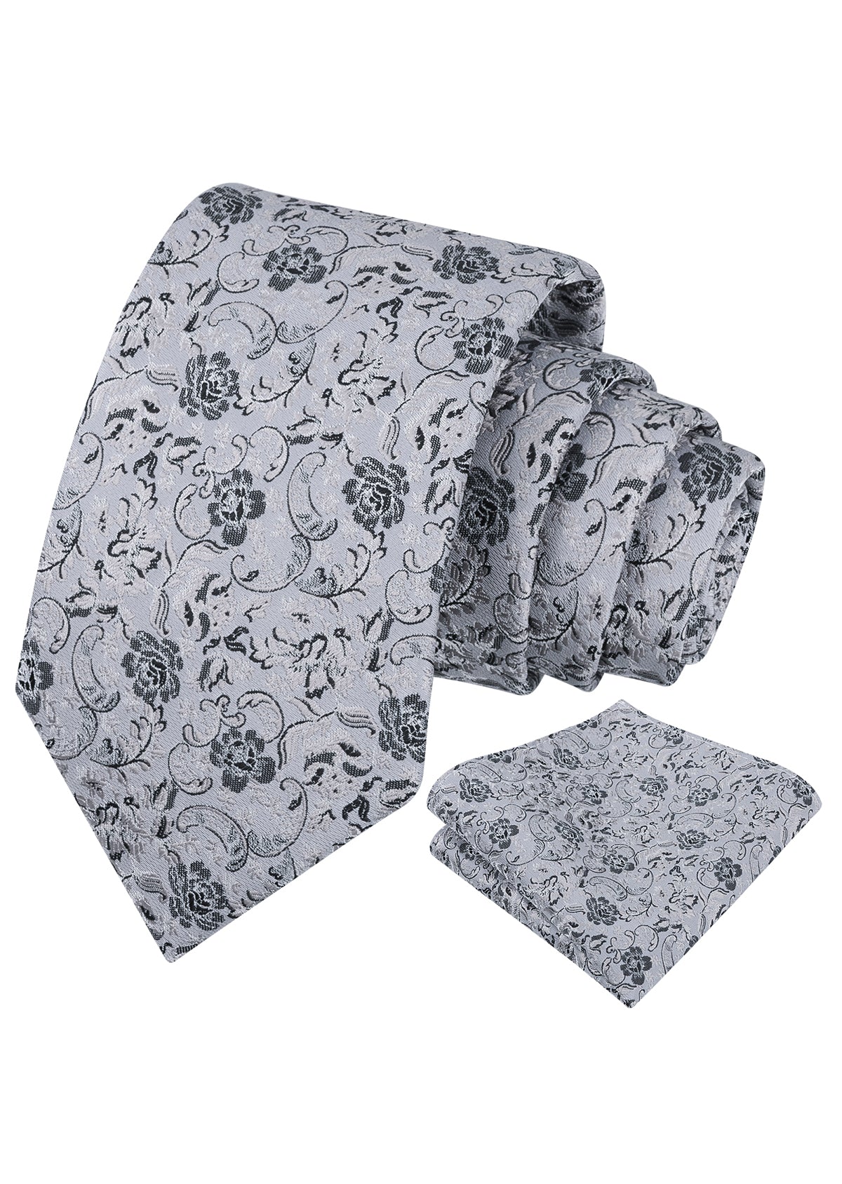 Mens 3.15inch Vintage Floral and Chic Foliage Pattern Necktie with Pocket Square-951
