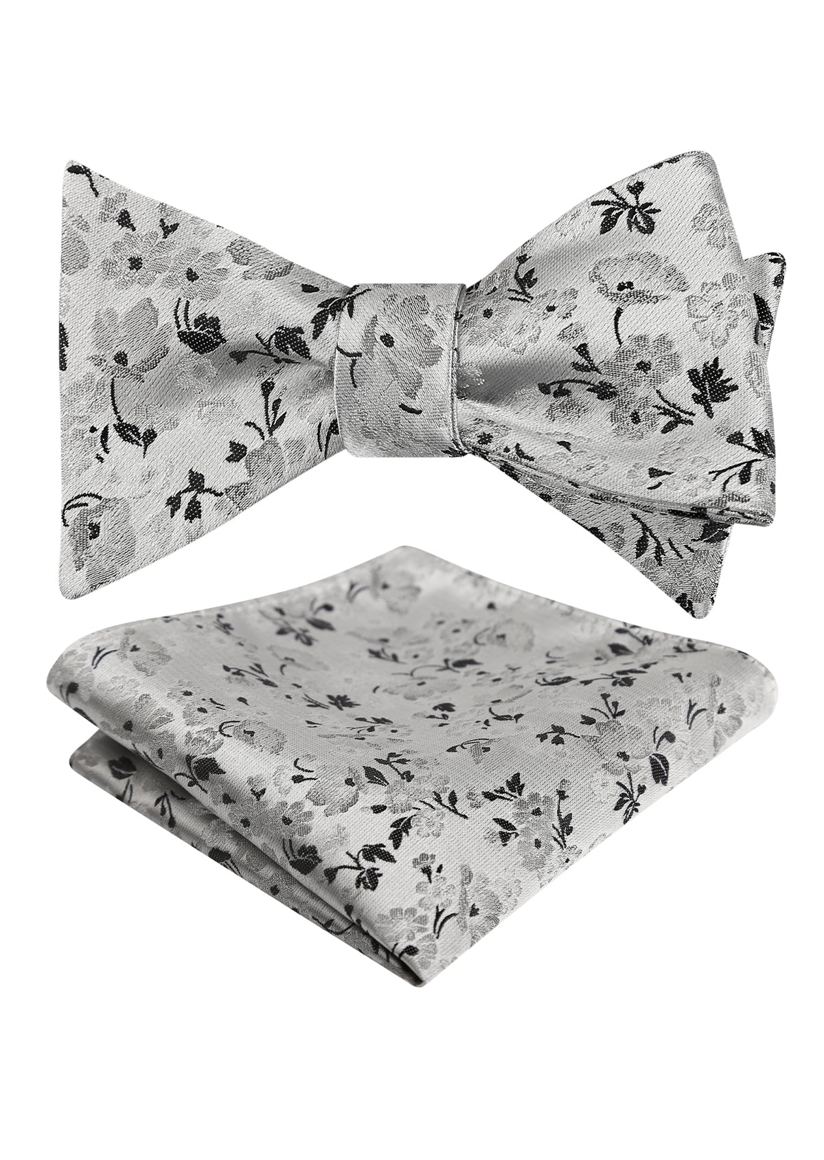 Mens 2pcs Self-tied Elegant Floral Pattern Bow Tie with Pocket Square Set-050