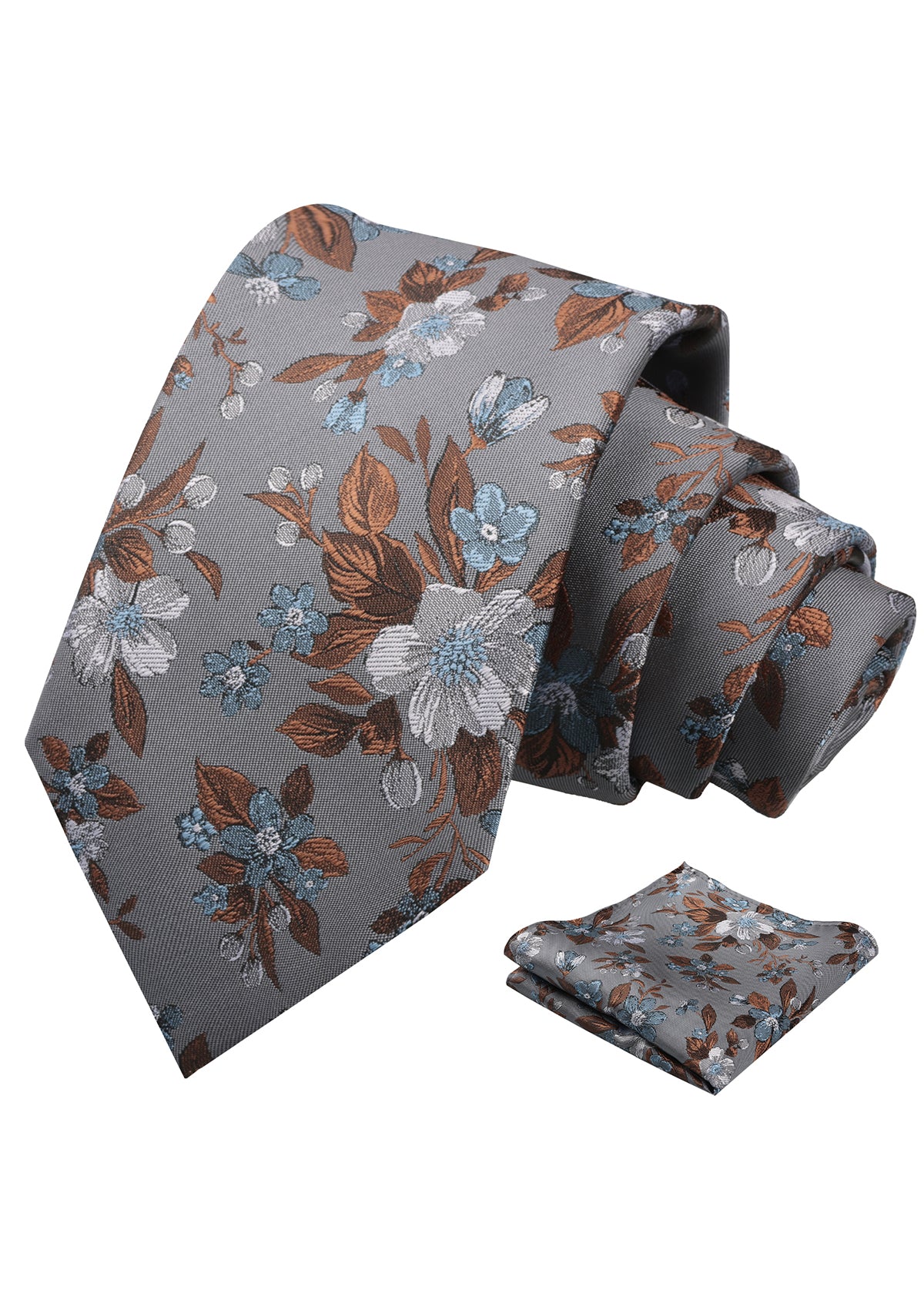 Mens 3.15inches Colorful Leaf Floral Artistic Pattern Tie with Pocket Square-934