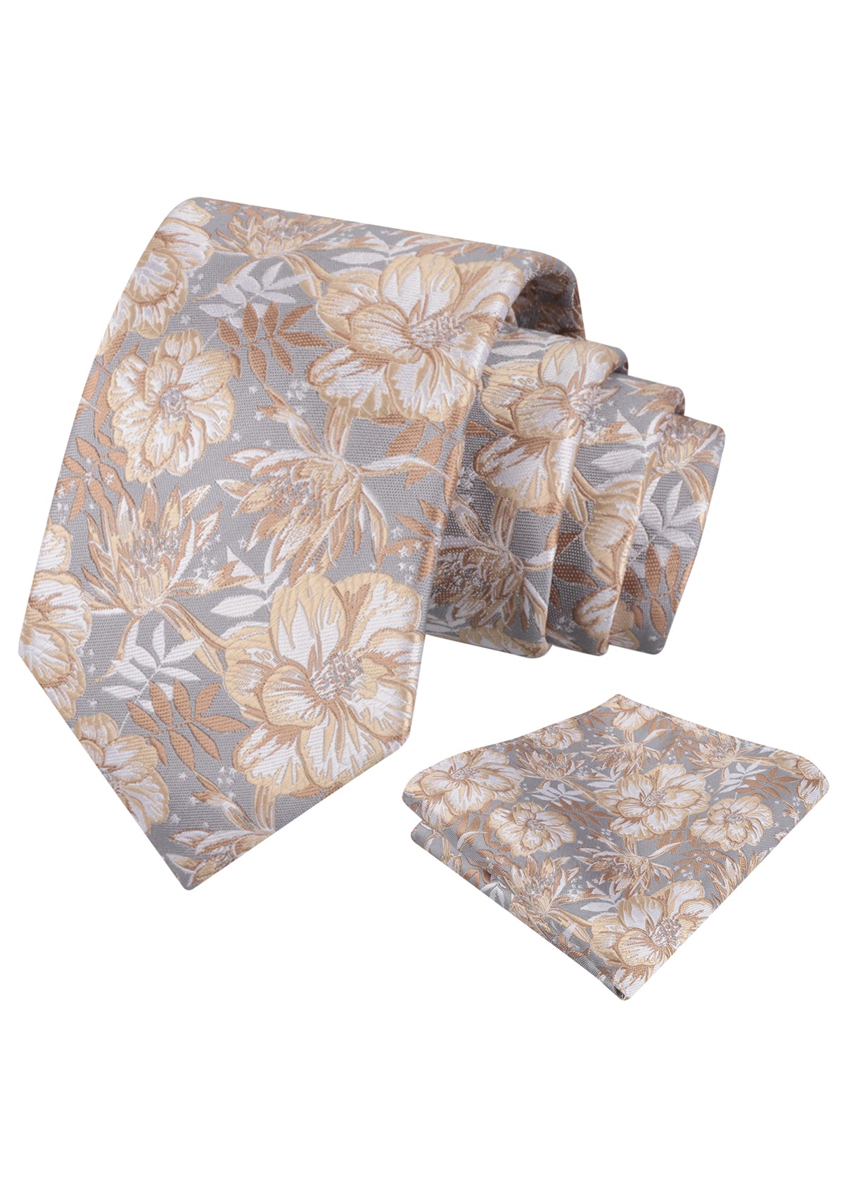 Mens 3.15inch Vibrant Floral Necktie with Blooms Pocket Square-921
