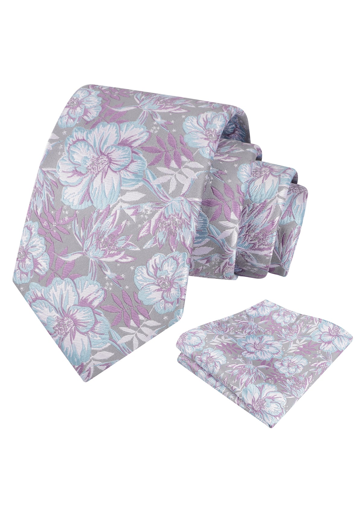Mens 3.15inch Vibrant Floral Necktie with Blooms Pocket Square-921