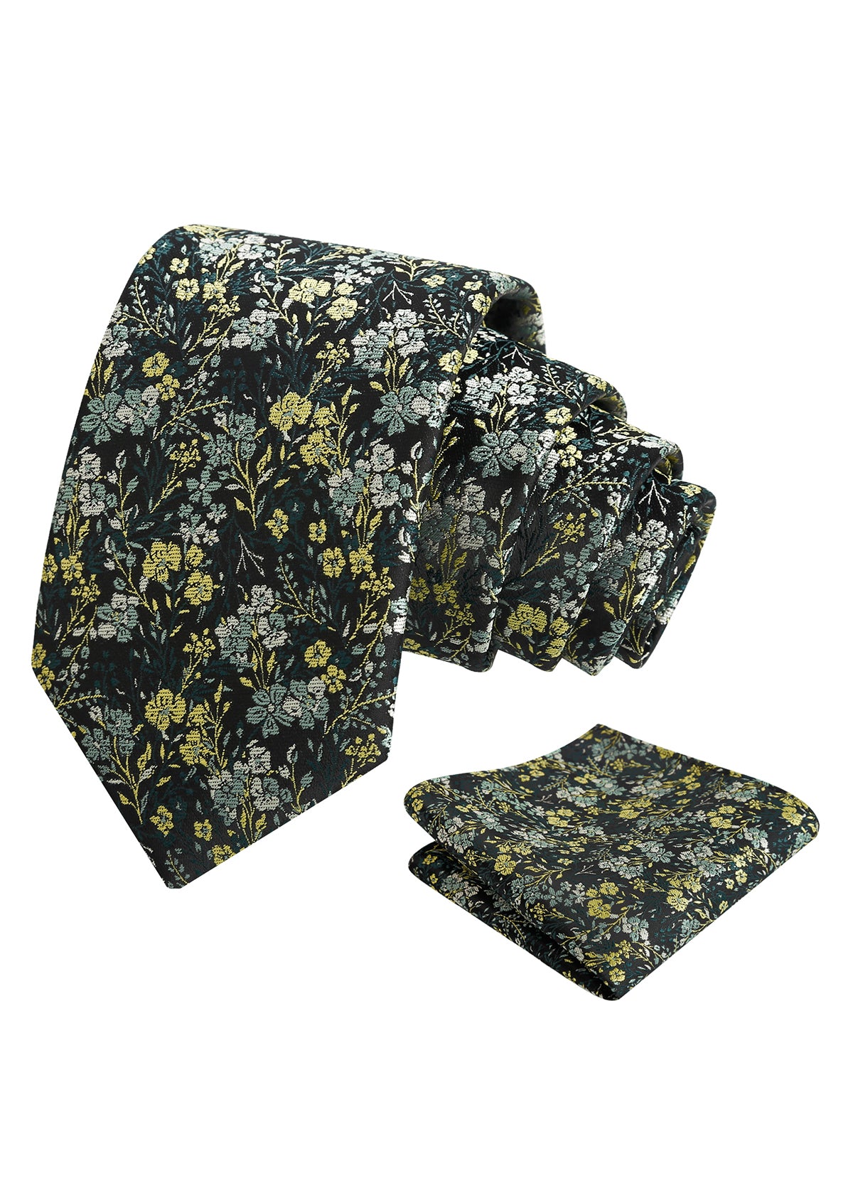 Mens 3.15inch Delicate Colorful Floral Tie with Garden Flower Print Pocket Square-918