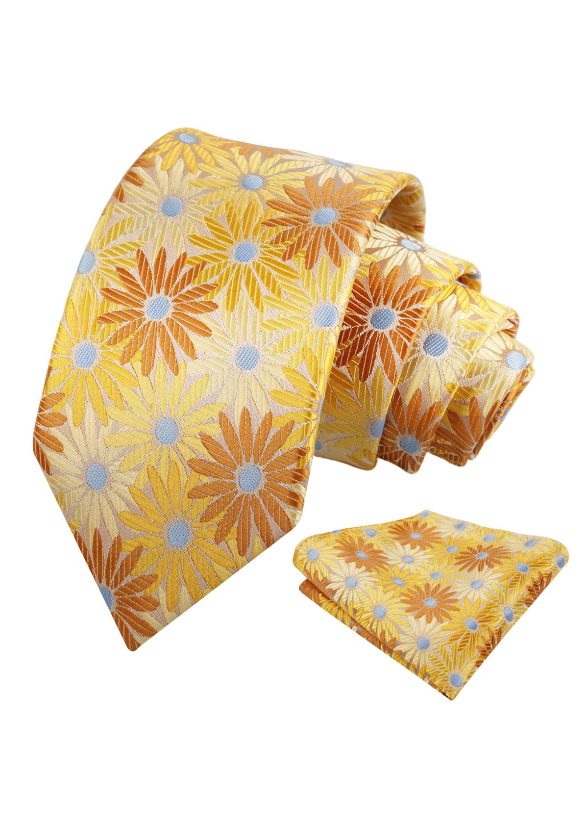 Mens 3.15'' Colorful Flower Necktie and Pocket Square Set Wedding Casual Rustic Tie and Hanky Set-941