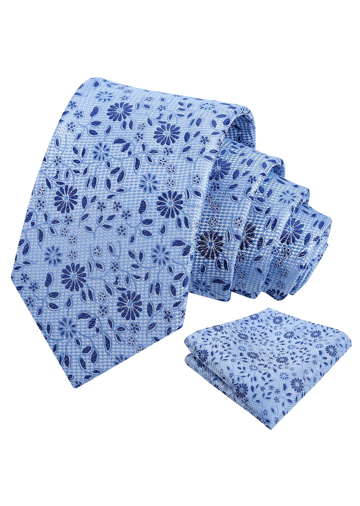 Mens Vintage Daisy and Leaf Tie Set with Pocket Square for Romantic Occasions-937
