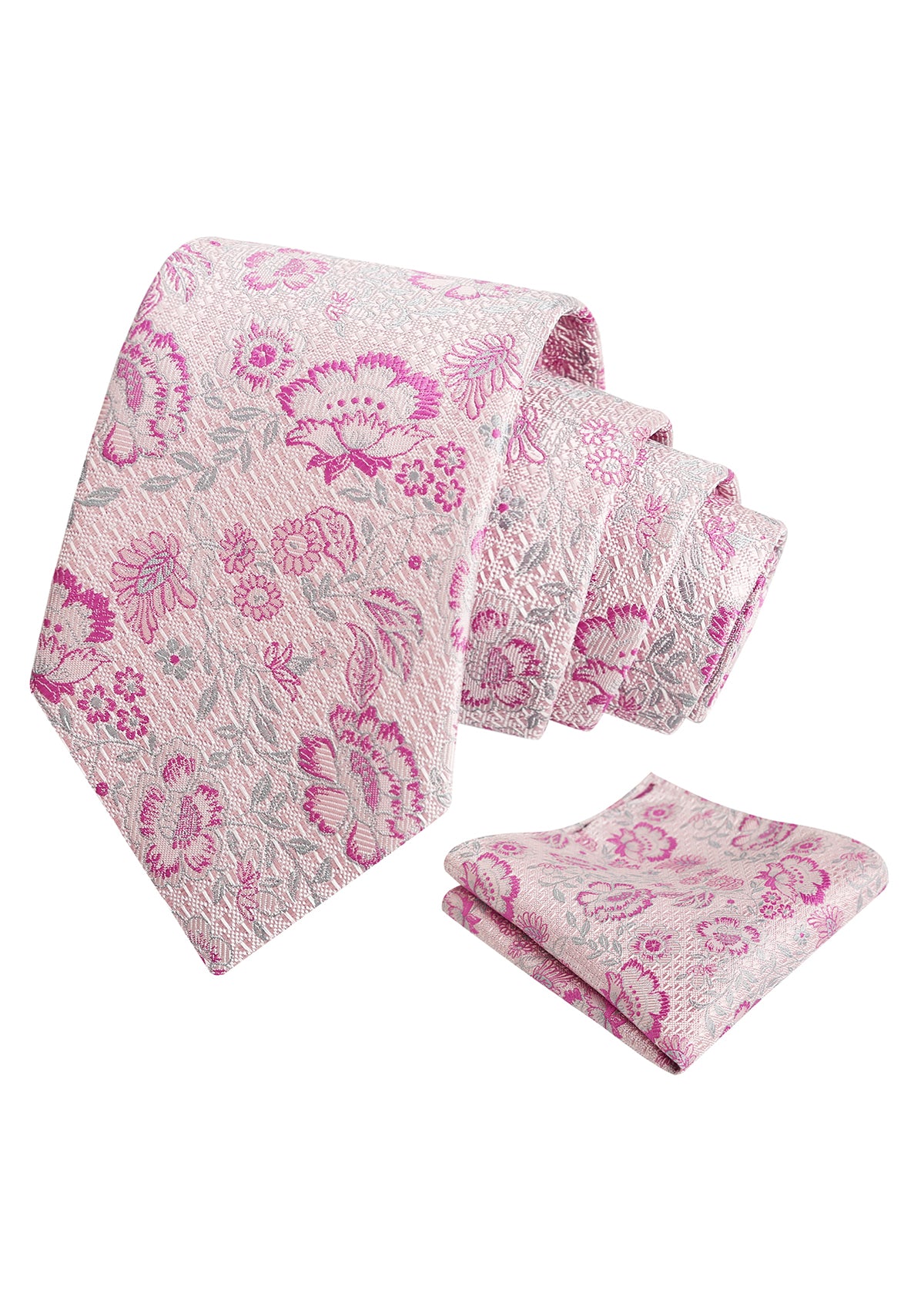 Mens 3.15'' Leaf Flower Pattern Tie with Floral Pocket Square Set-148