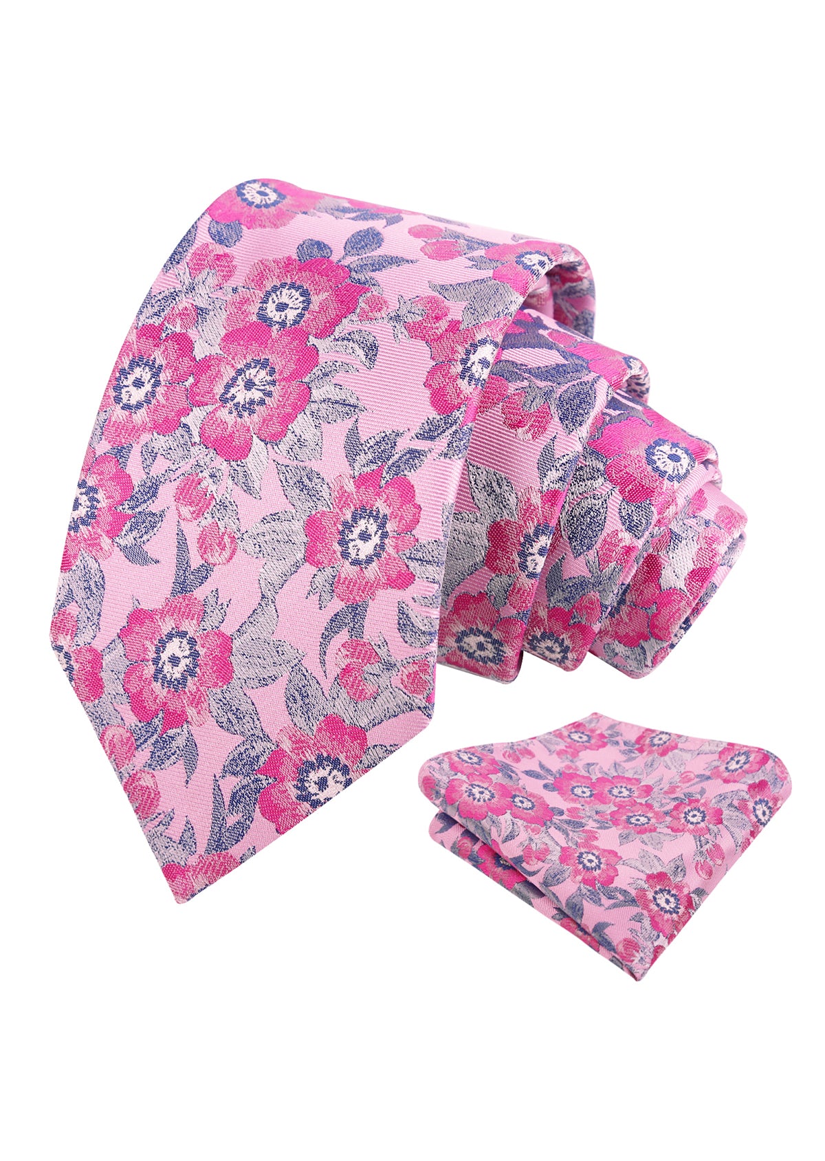 Mens Vintage Camellia Floral Tie Set with Pocket Square in Subdued Tones-942