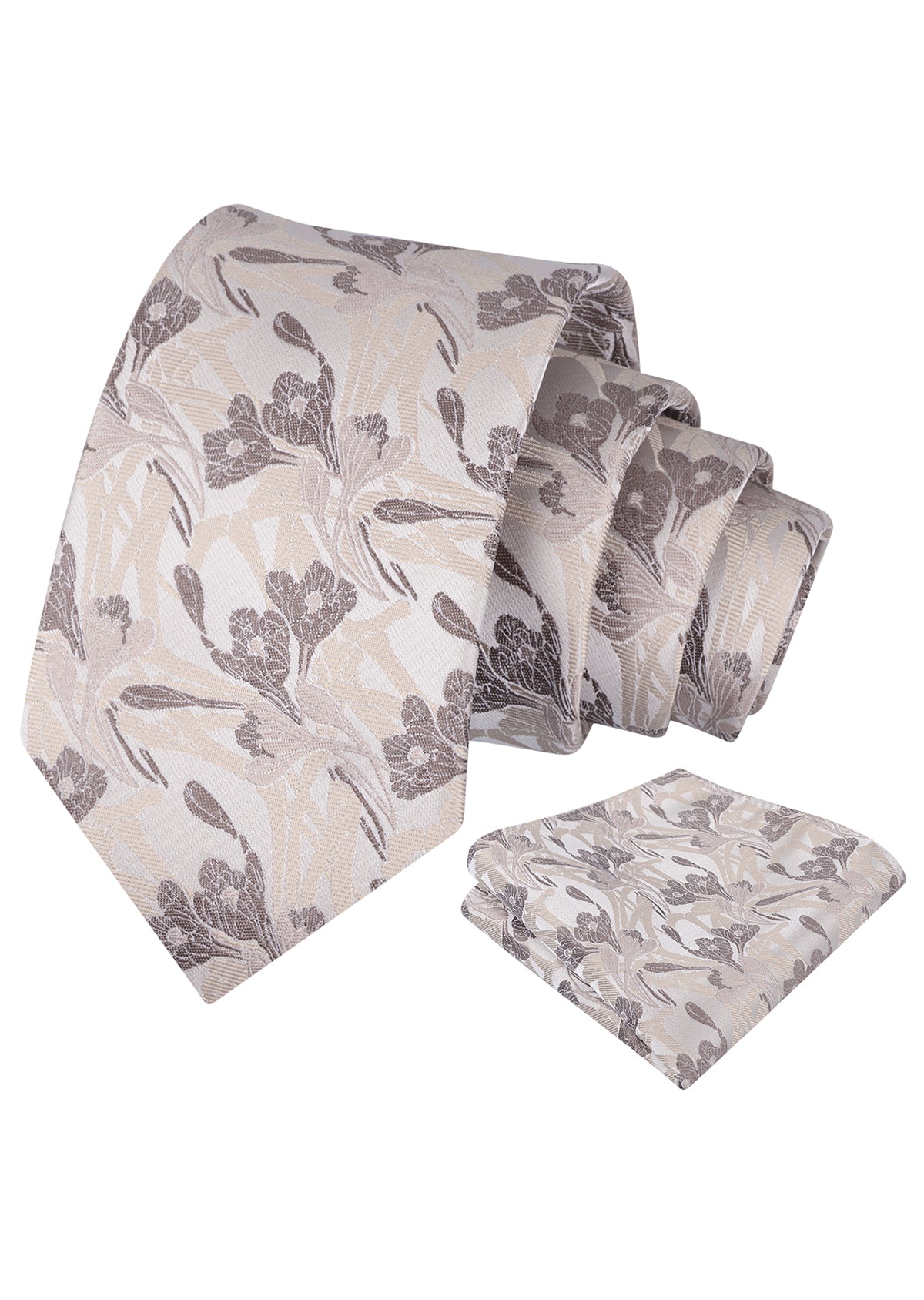 Mens 3.15inch Intricate Iris Floral Pattern Necktie with Casual Pocket Square-944