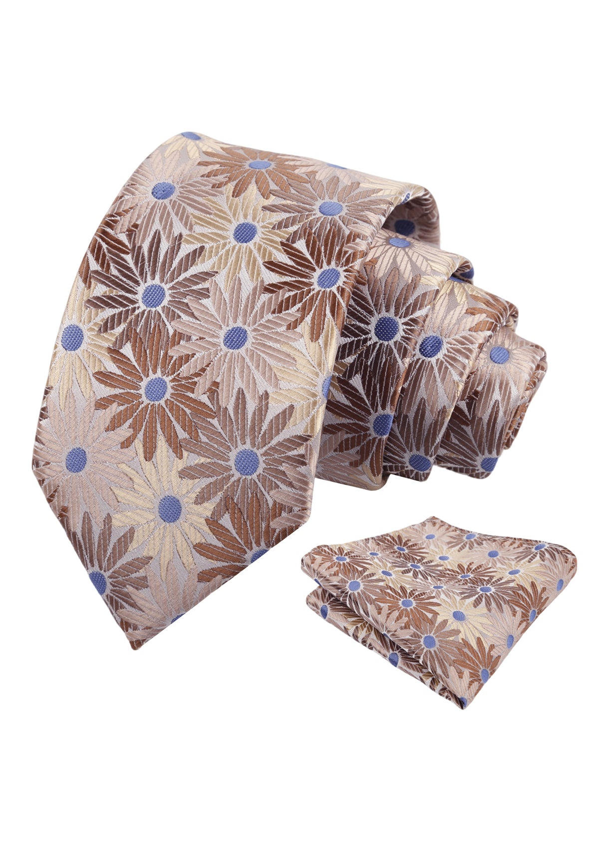 Mens 3.15'' Colorful Flower Necktie and Pocket Square Set Wedding Casual Rustic Tie and Hanky Set-941