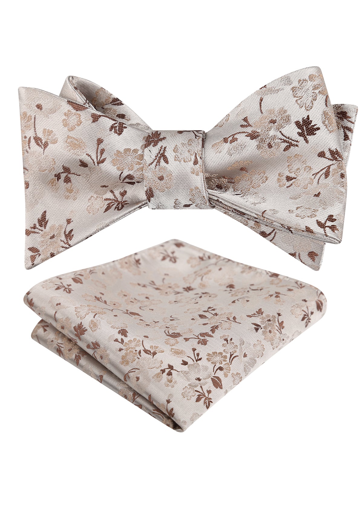 Mens 2pcs Self-tied Elegant Floral Pattern Bow Tie with Pocket Square Set-050