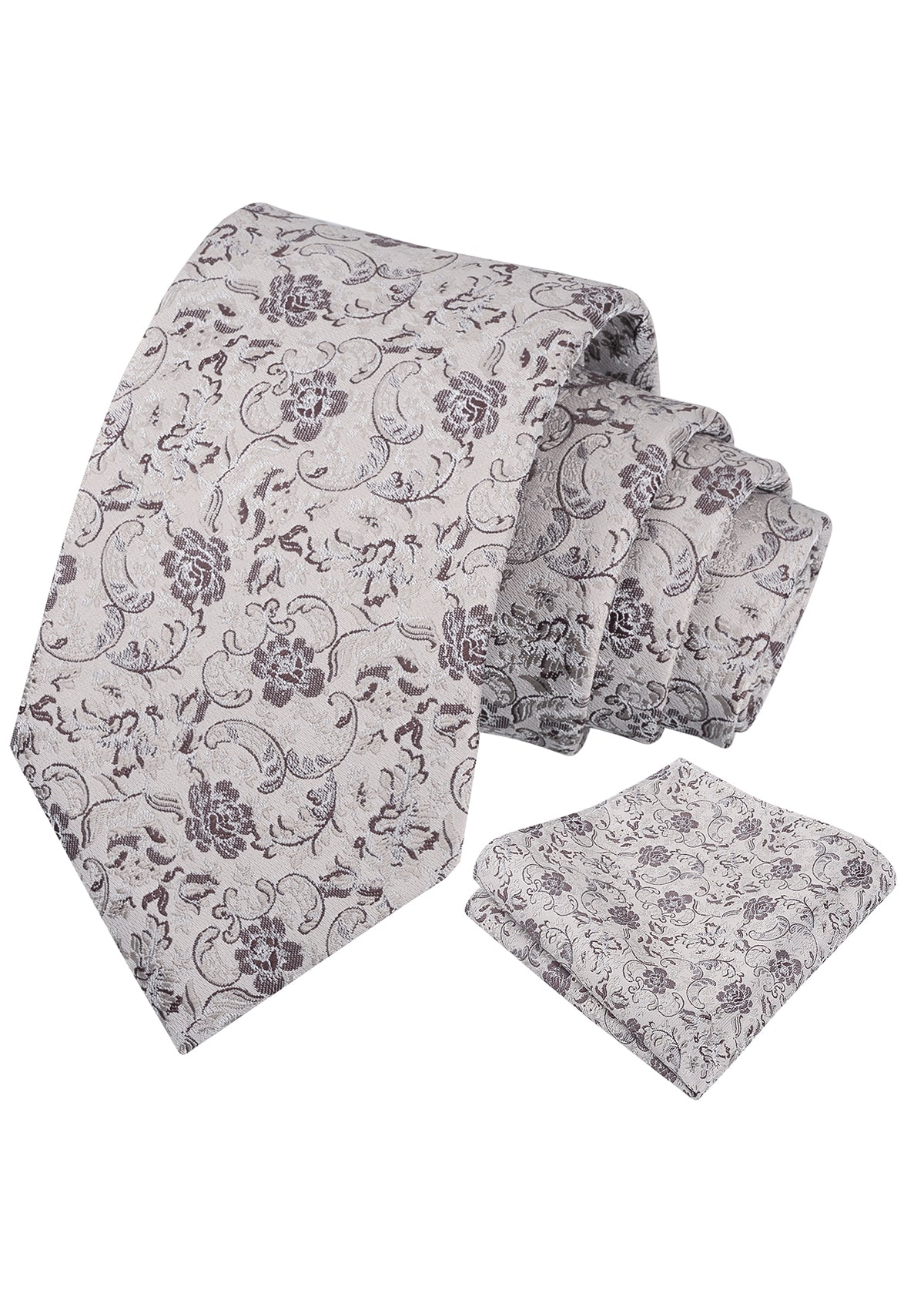Mens 3.15inch Vintage Floral and Chic Foliage Pattern Necktie with Pocket Square-951