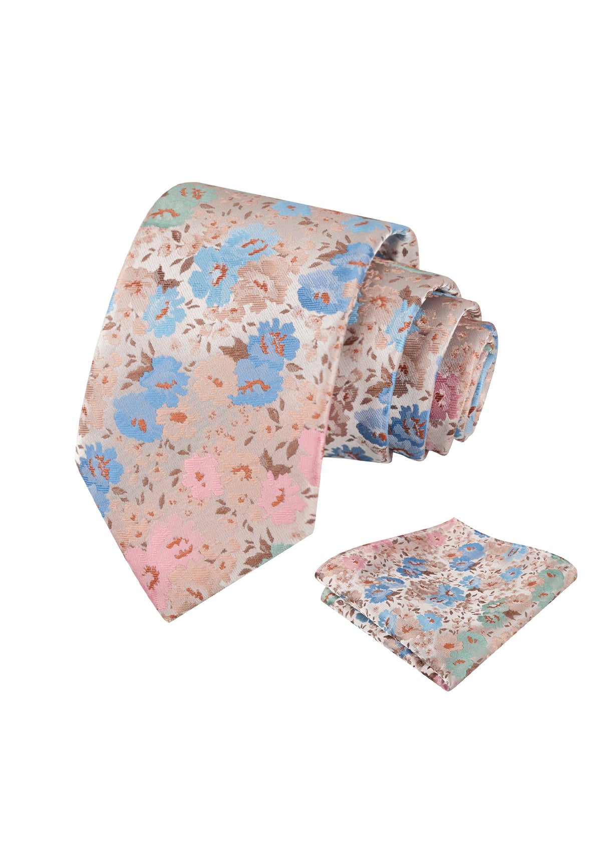 Mens 3.15inch Impressionist Painterly Garden-themed Necktie with Floral Printed Pocket Square-920