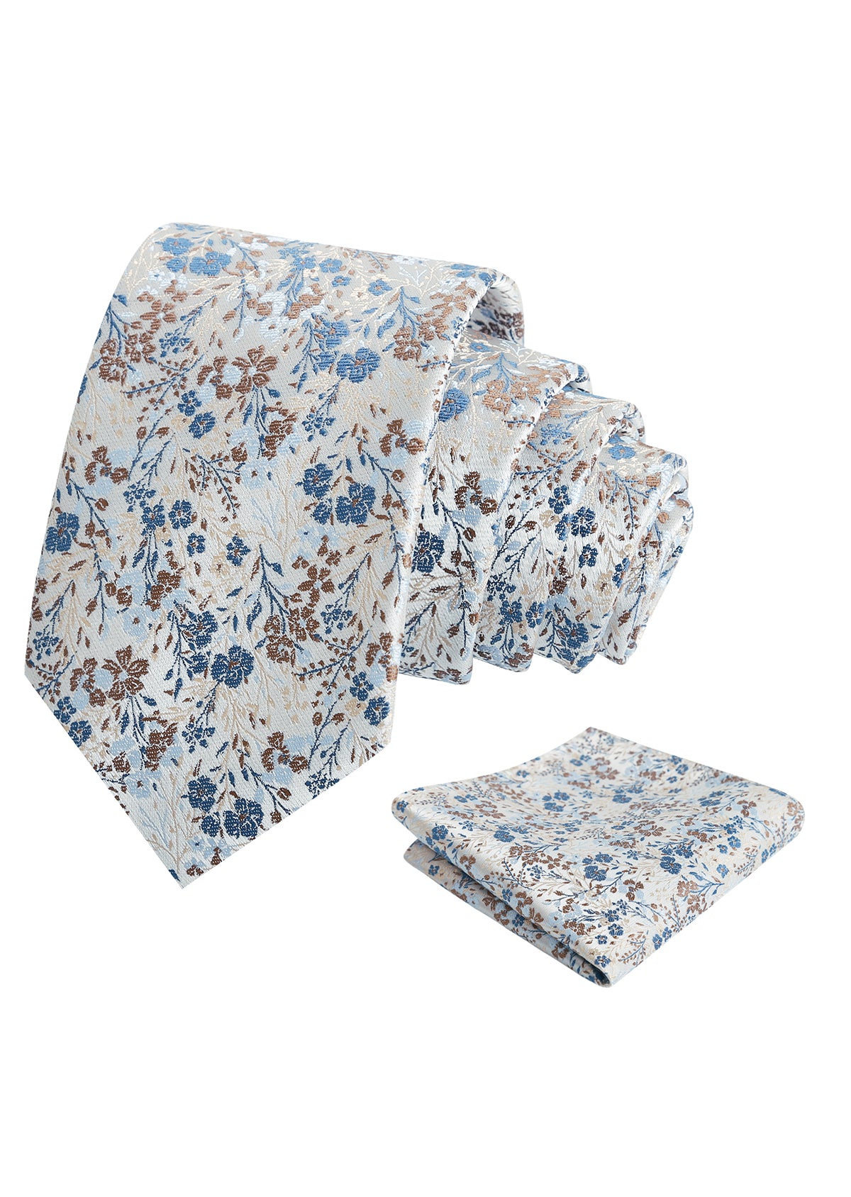Mens 3.15inch Delicate Colorful Floral Tie with Garden Flower Print Pocket Square-918