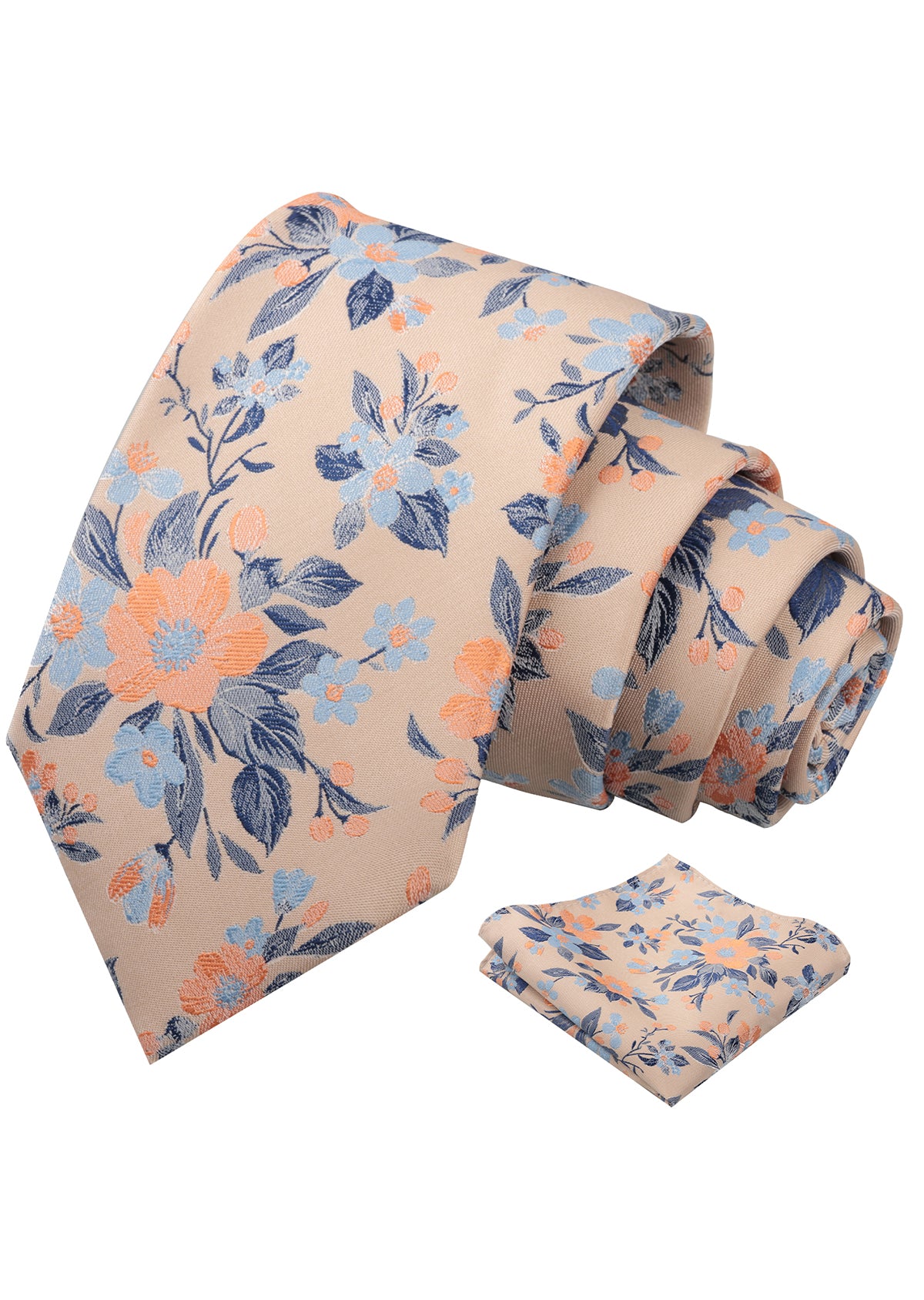 Mens 3.15inches Colorful Leaf Floral Artistic Pattern Tie with Pocket Square-934