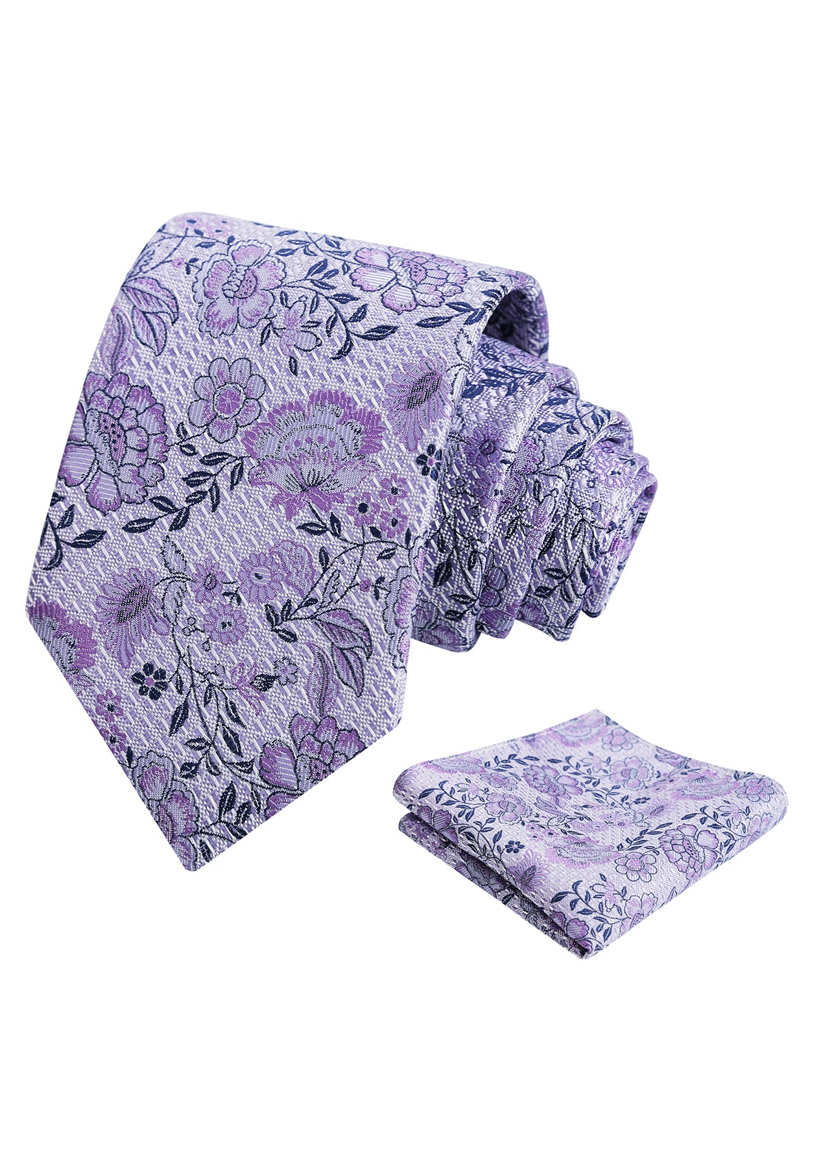 Mens 3.15'' Leaf Flower Pattern Tie with Floral Pocket Square Set-148