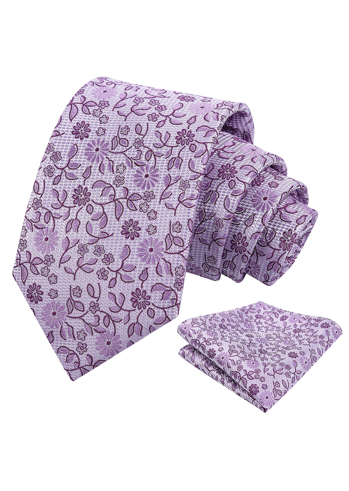 Mens Vintage Daisy and Leaf Tie Set with Pocket Square for Romantic Occasions-937