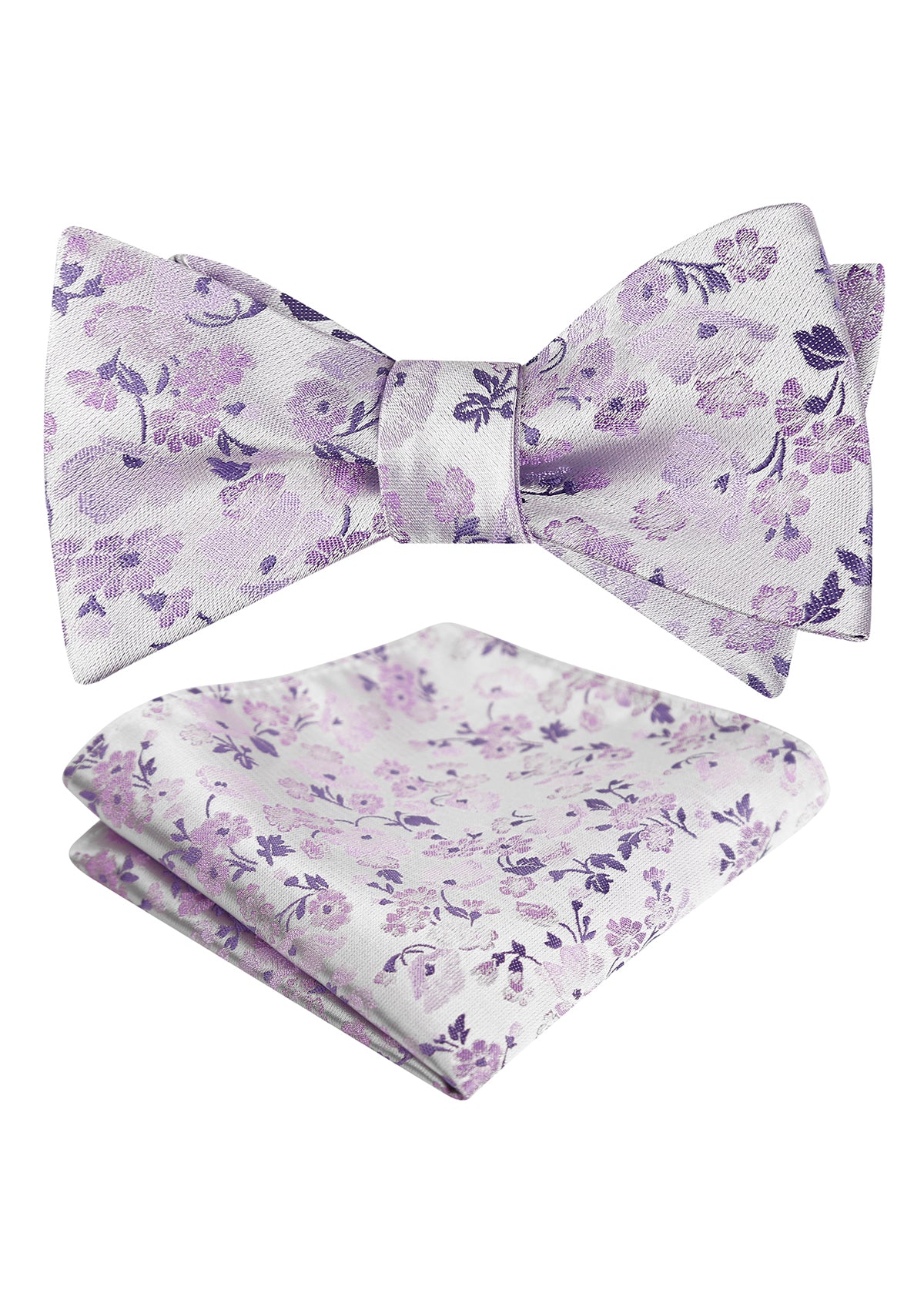Mens 2pcs Self-tied Elegant Floral Pattern Bow Tie with Pocket Square Set-050