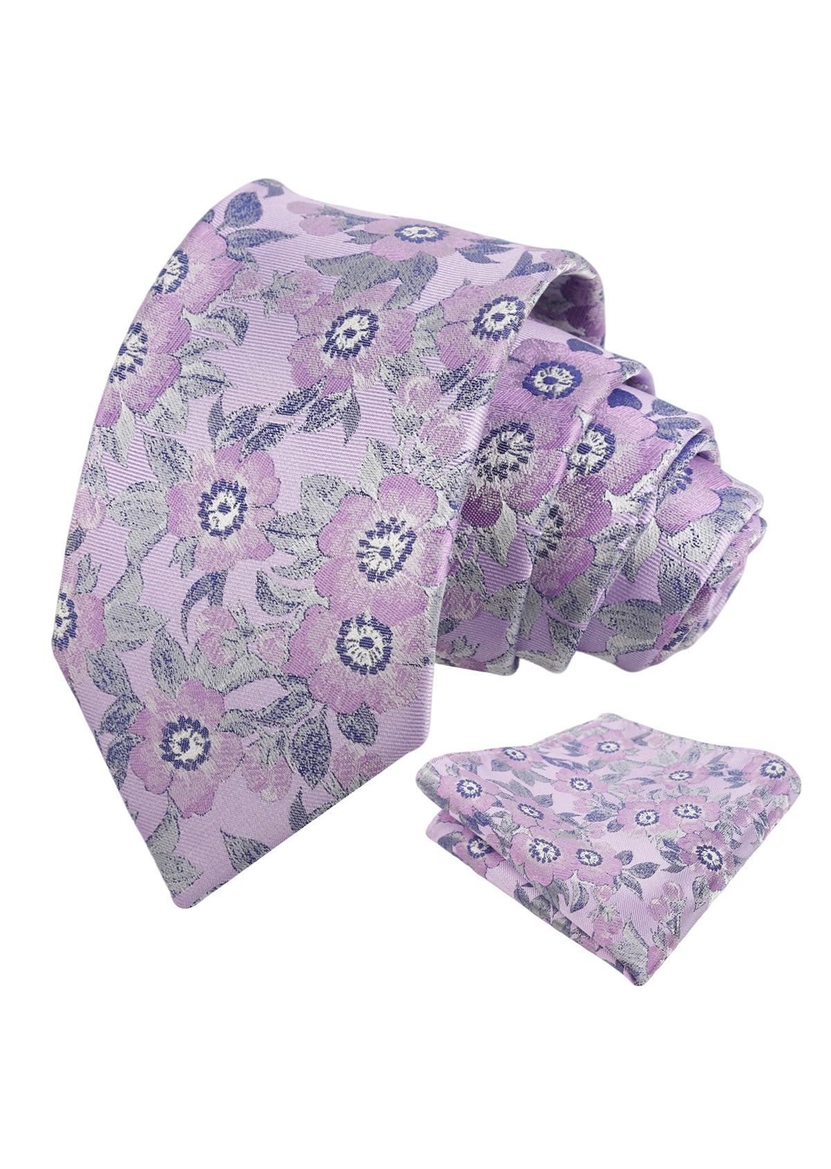 Mens Vintage Camellia Floral Tie Set with Pocket Square in Subdued Tones-942