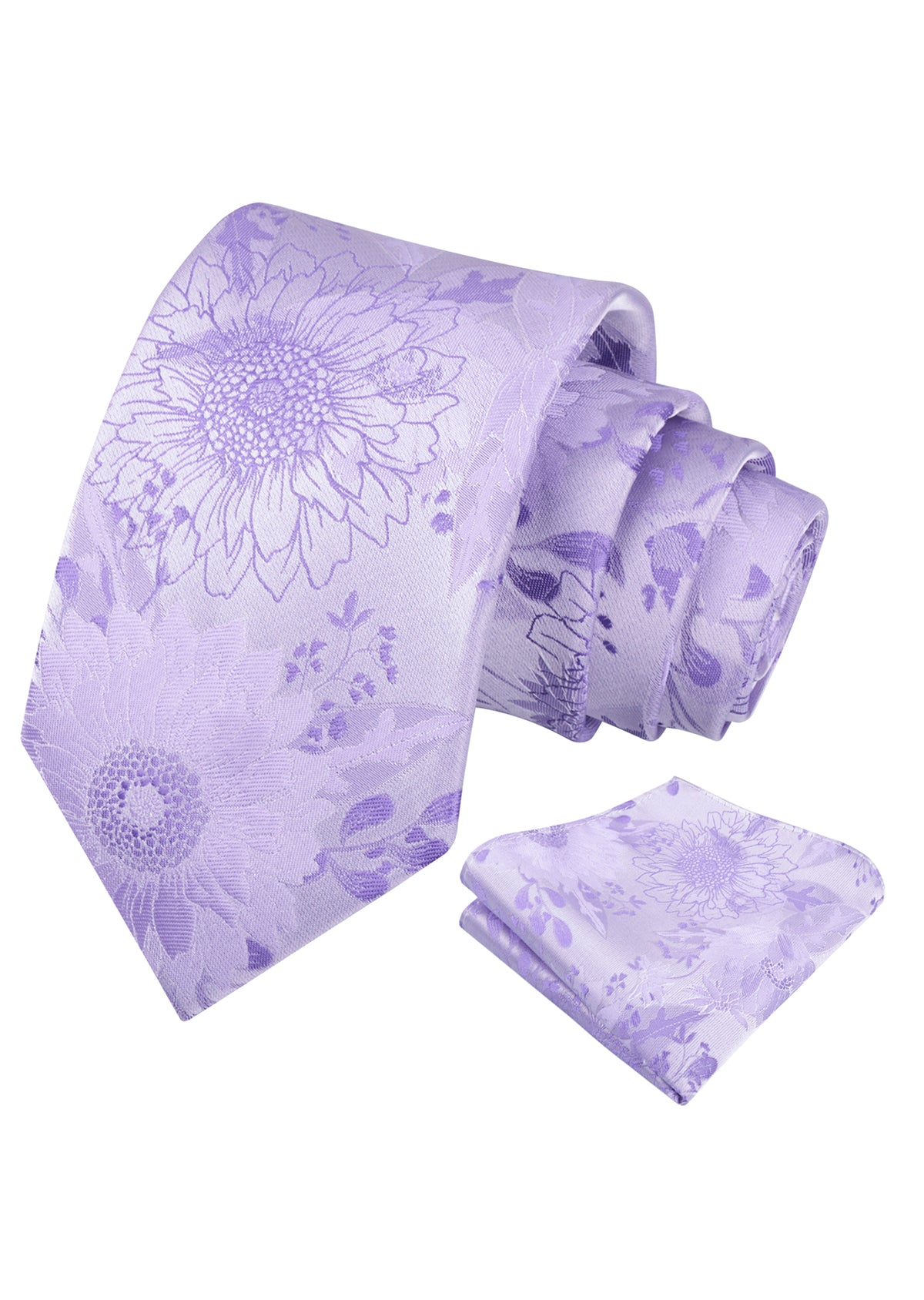 Mens Large Chrysanthemum Bloom Floral Tie Set with Pocket Square-938