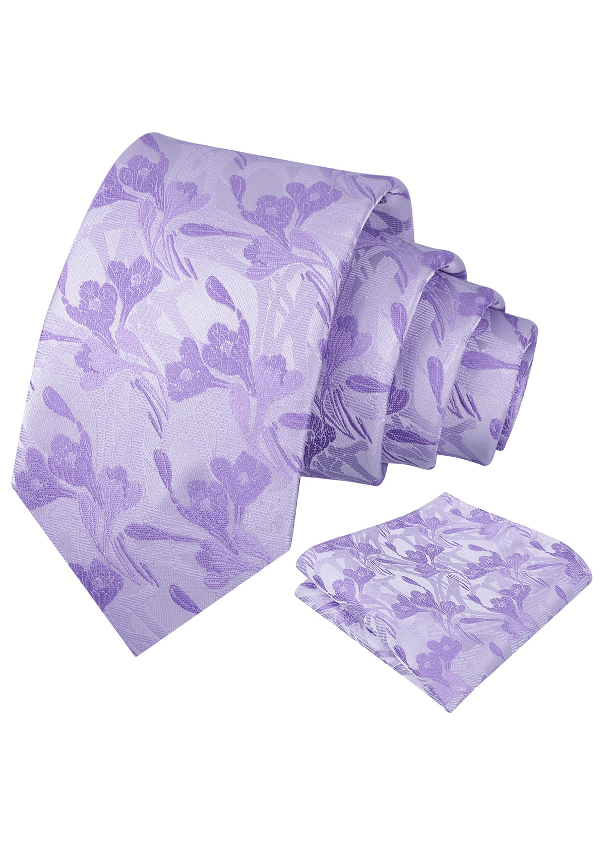 Mens 3.15inch Intricate Iris Floral Pattern Necktie with Casual Pocket Square-944