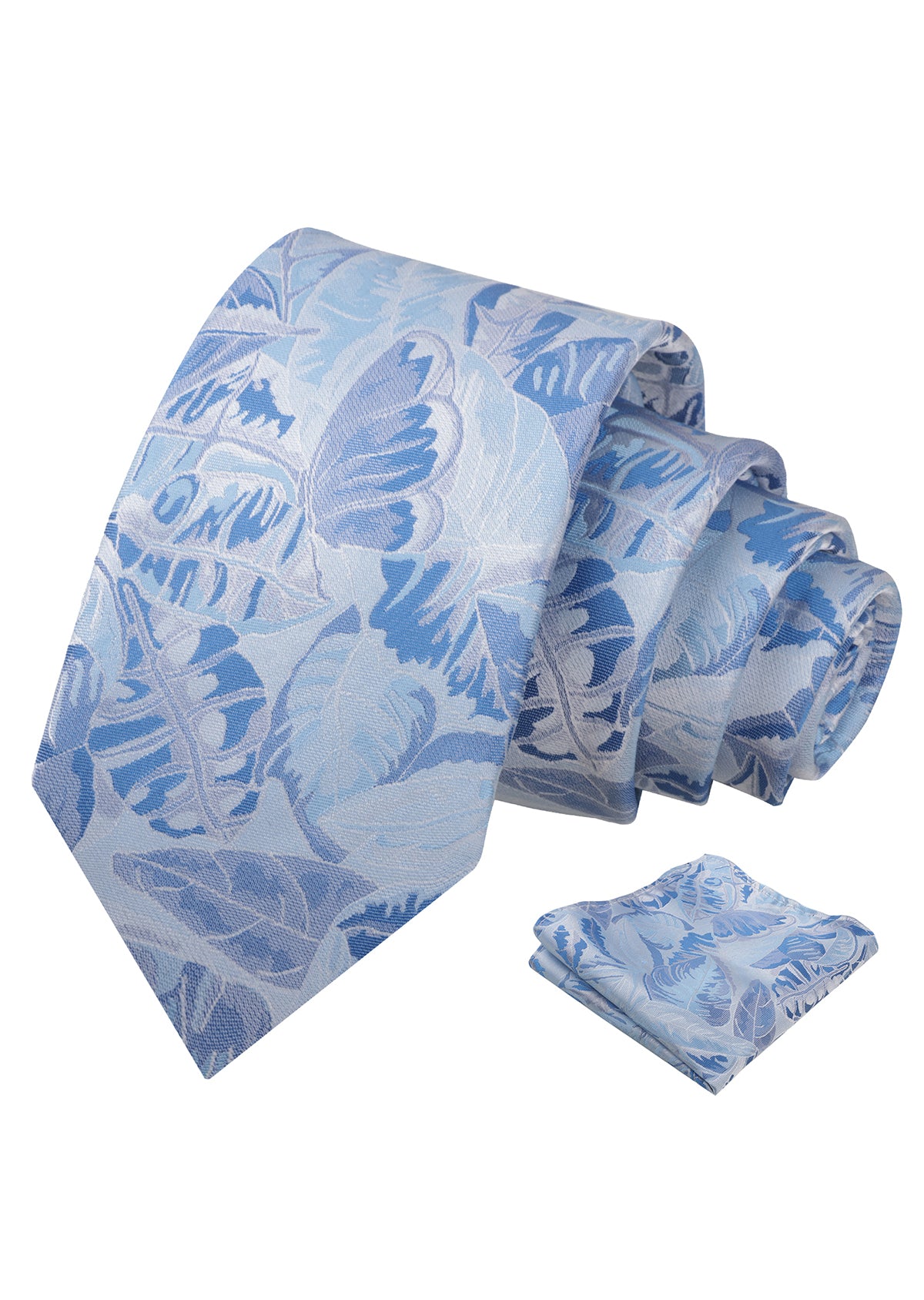 Mens 3.15inch Novelty Painting Tropical Leaf Pattern Tie with Pocket Square-935