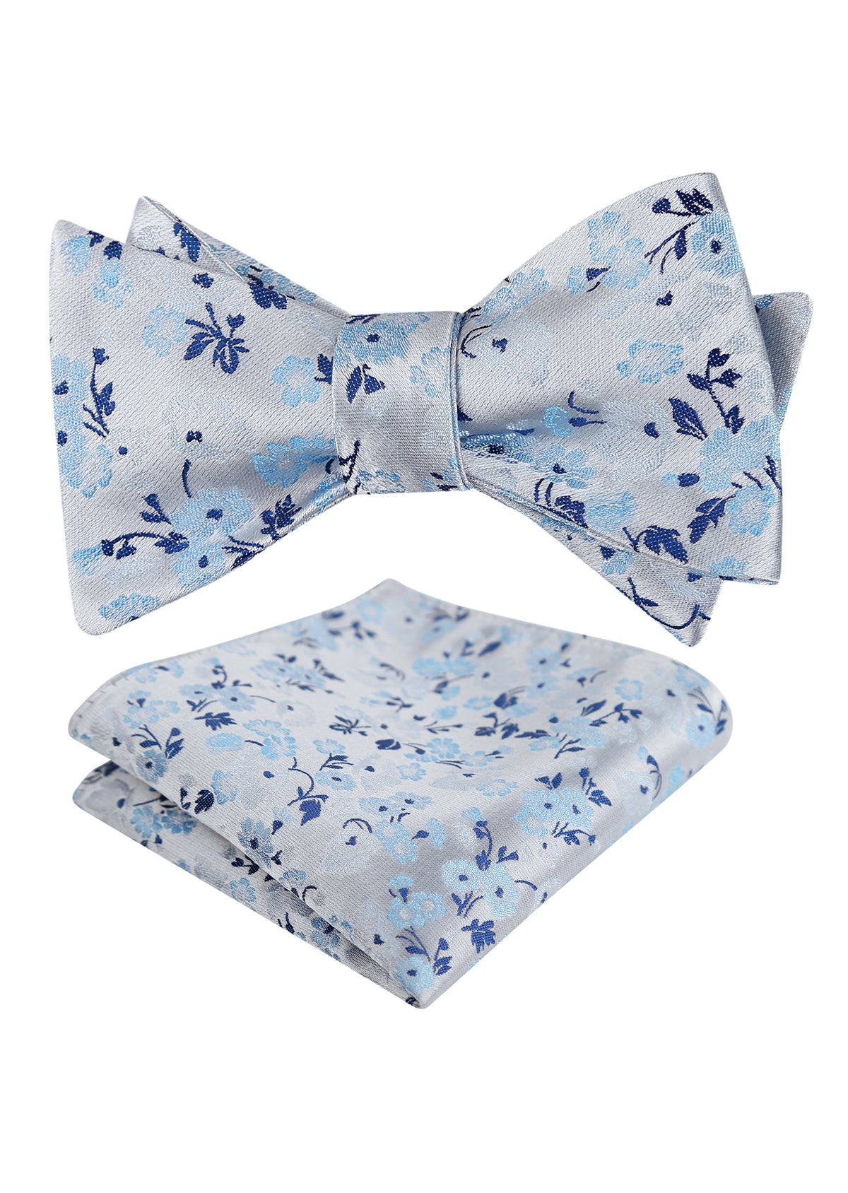 Mens 2pcs Self-tied Elegant Floral Pattern Bow Tie with Pocket Square Set-050