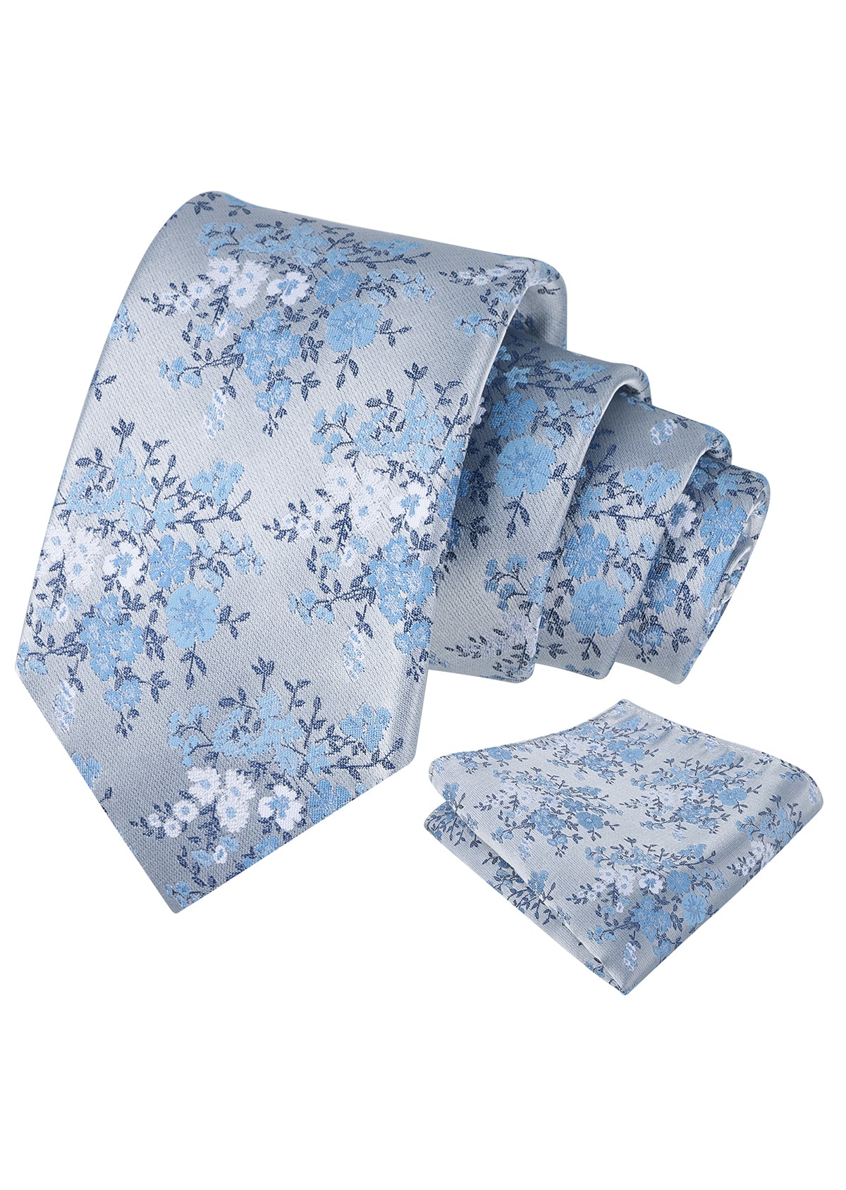 Mens Ditsy Floral Tie Set 3.15 Inch Elegant Small Print with Pocket Square for All-occasion Wear-939