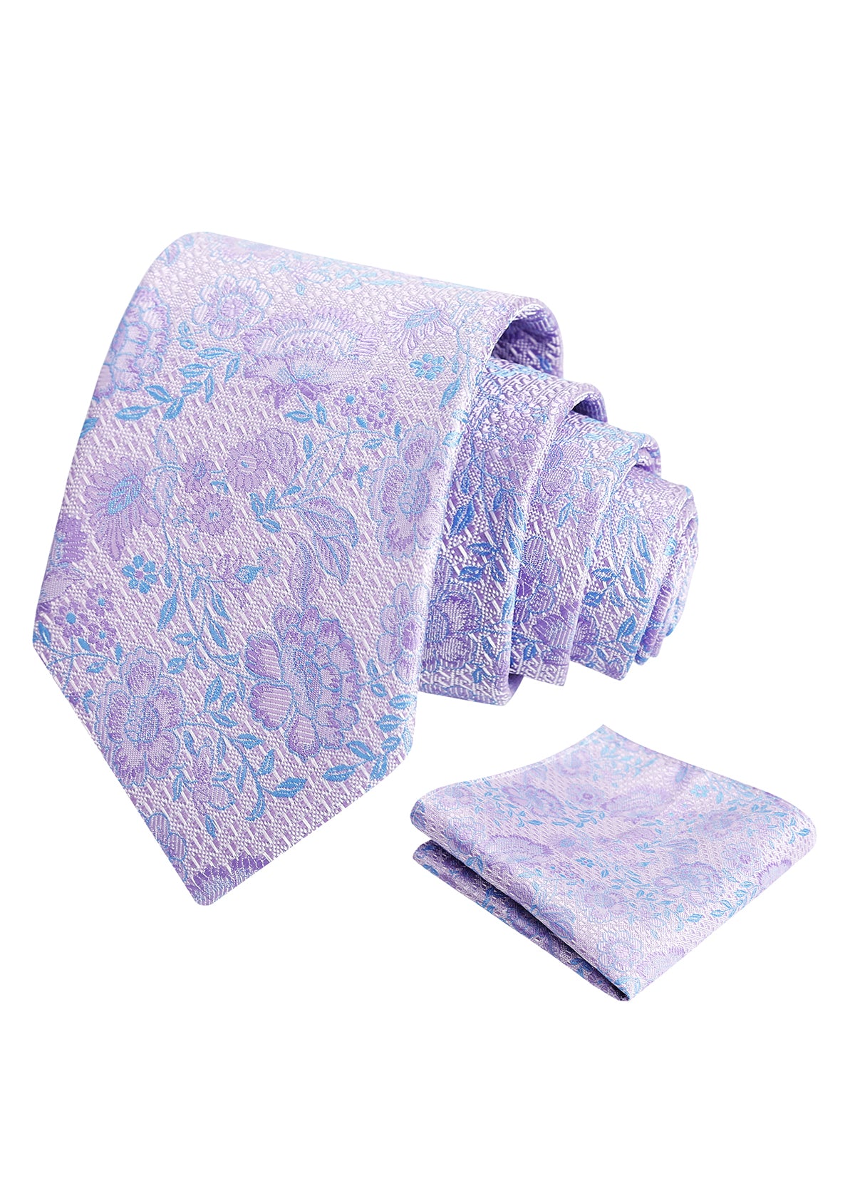 Mens 3.15'' Leaf Flower Pattern Tie with Floral Pocket Square Set-148