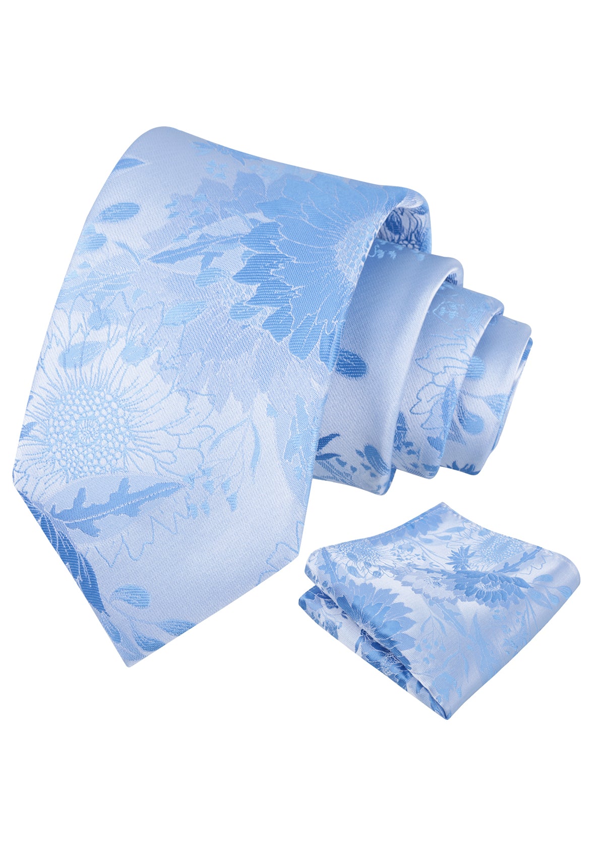 Mens Large Chrysanthemum Bloom Floral Tie Set with Pocket Square-938