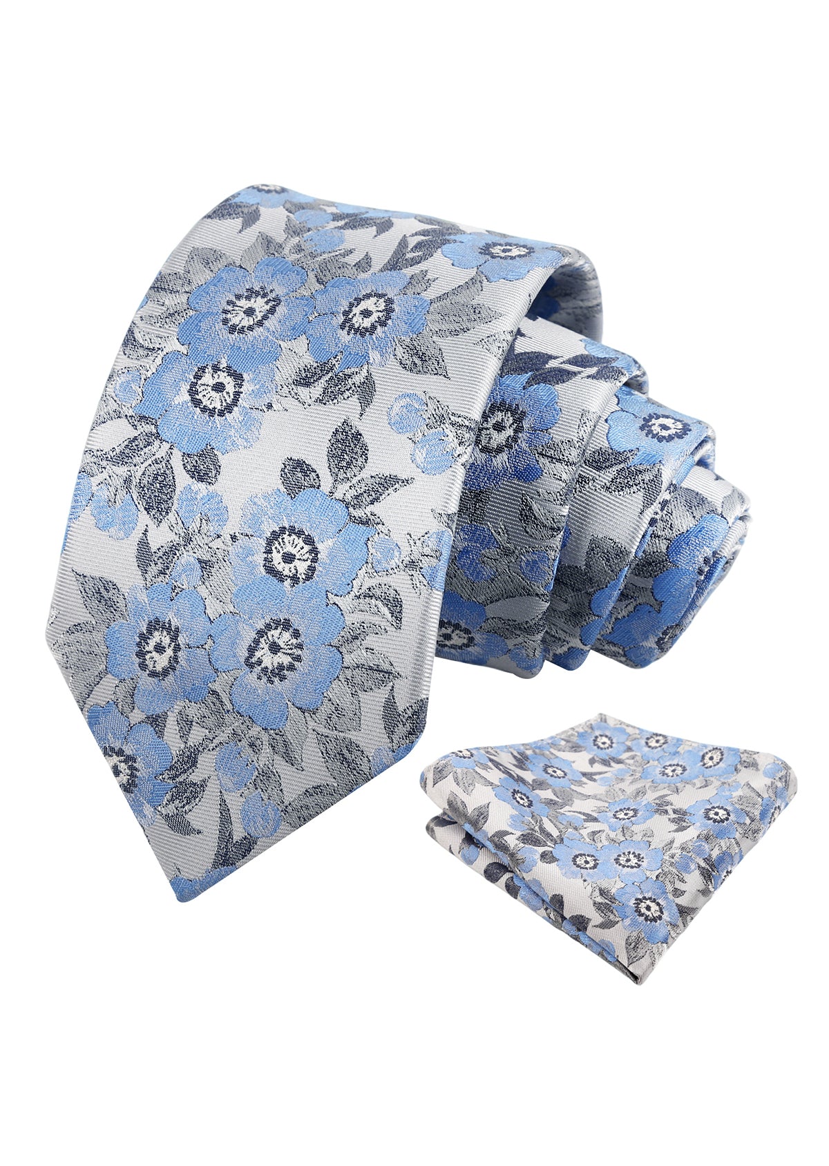 Mens Vintage Camellia Floral Tie Set with Pocket Square in Subdued Tones-942