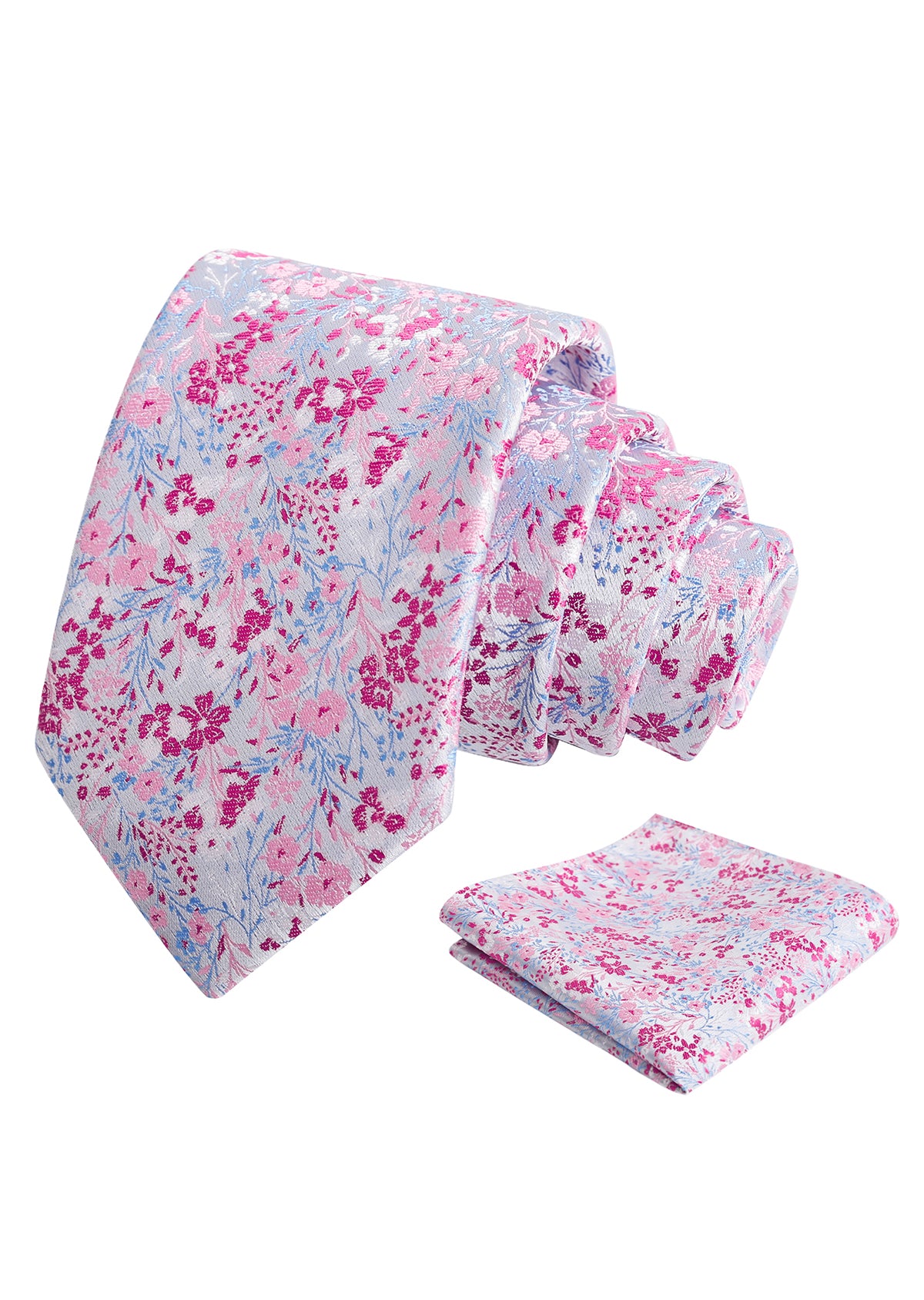 Mens 3.15inch Delicate Colorful Floral Tie with Garden Flower Print Pocket Square-918