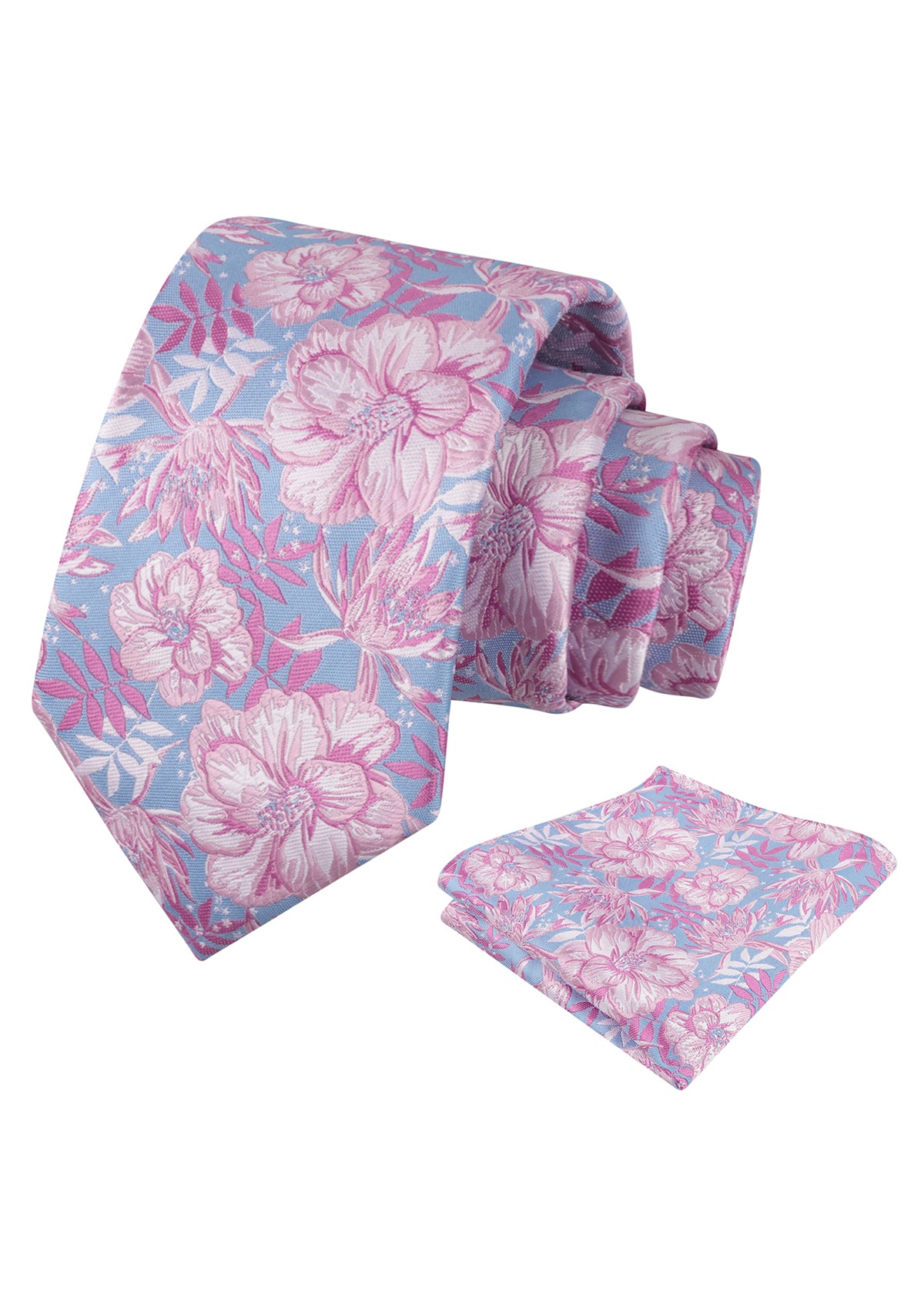 Mens 3.15inch Vibrant Floral Necktie with Blooms Pocket Square-921