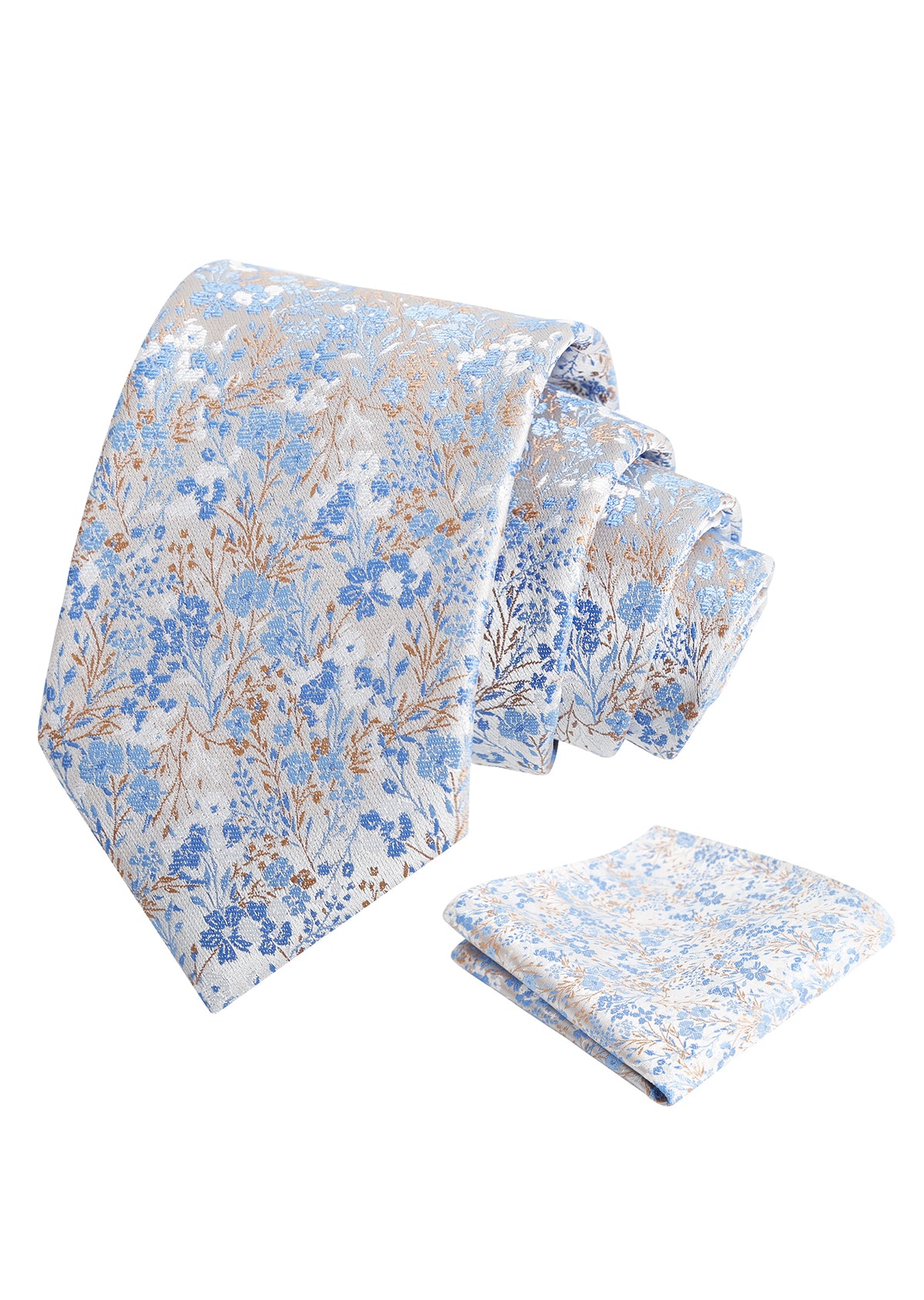 Mens 3.15inch Delicate Colorful Floral Tie with Garden Flower Print Pocket Square-918